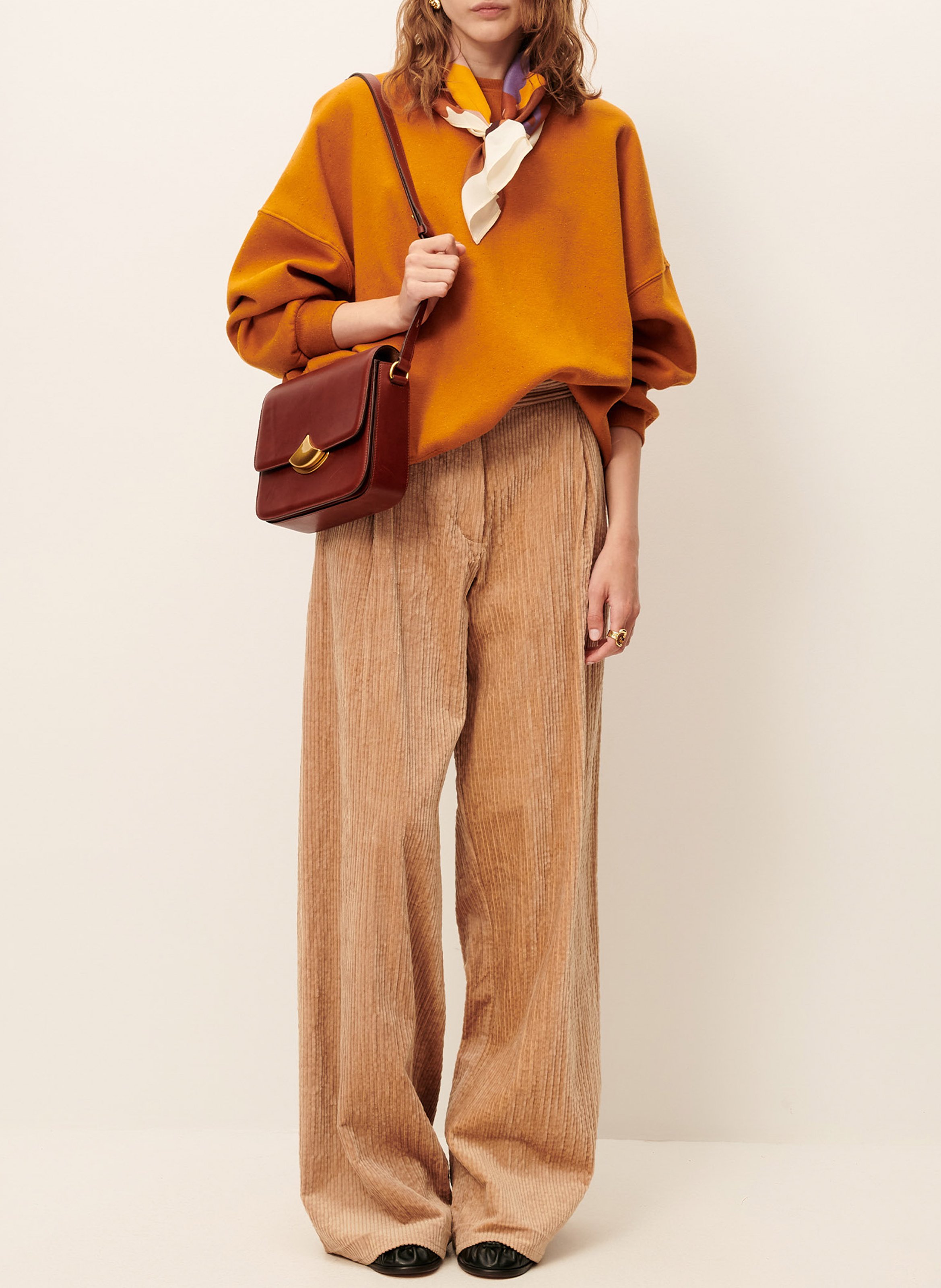 Sweat ample col rond en coton mélangé chebbi SESSUN Orange