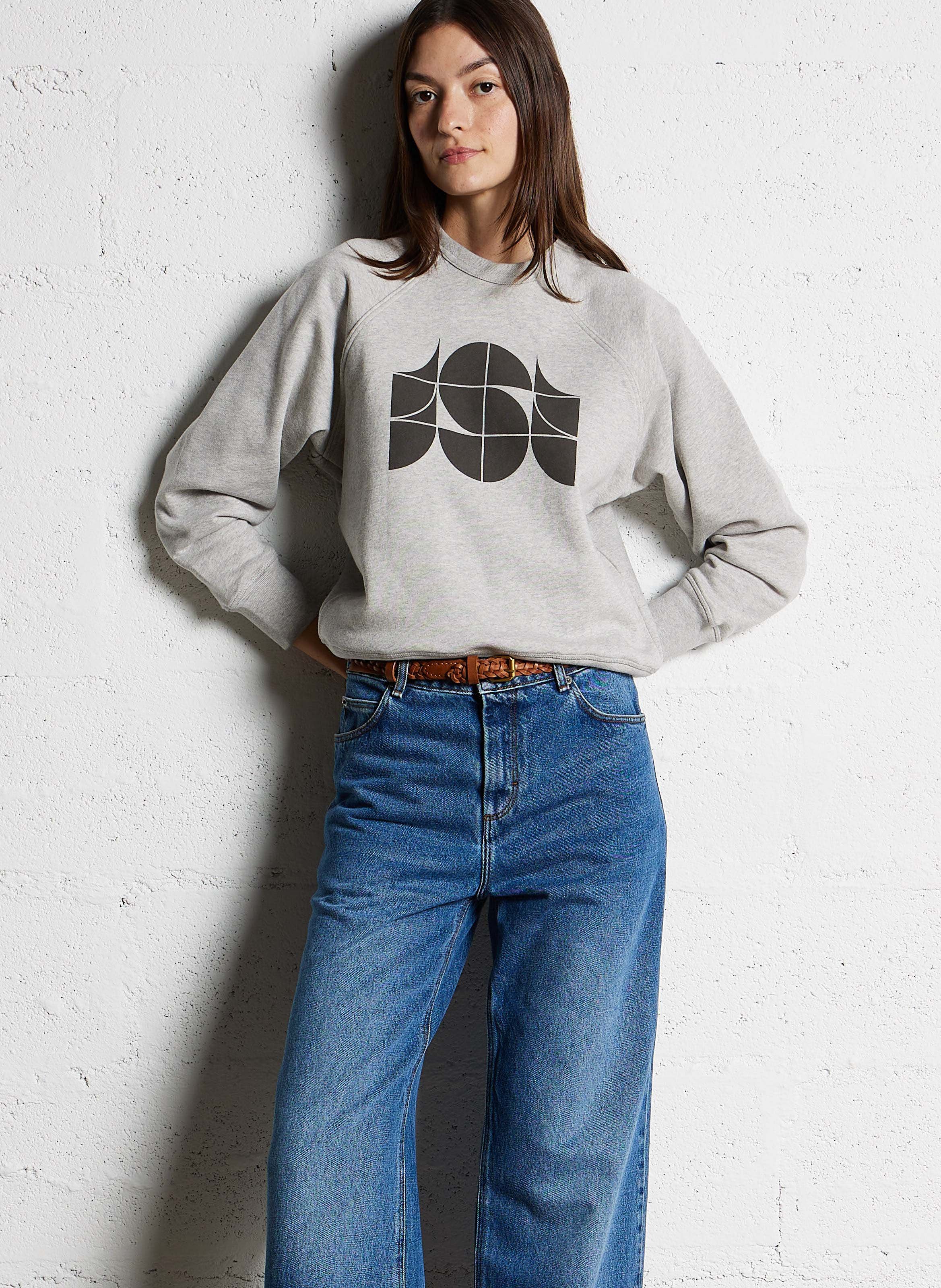 Sweat droit col rond en coton bio pascal SOEUR Gris