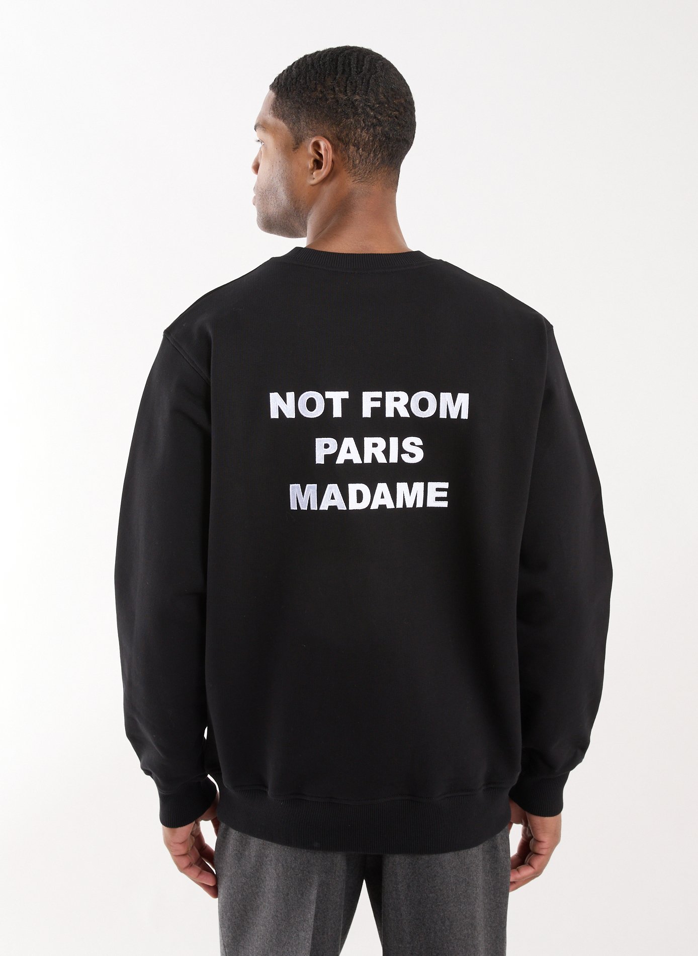 Sweatshirt Slogan en coton molleton DROLE DE MONSIEUR Noir