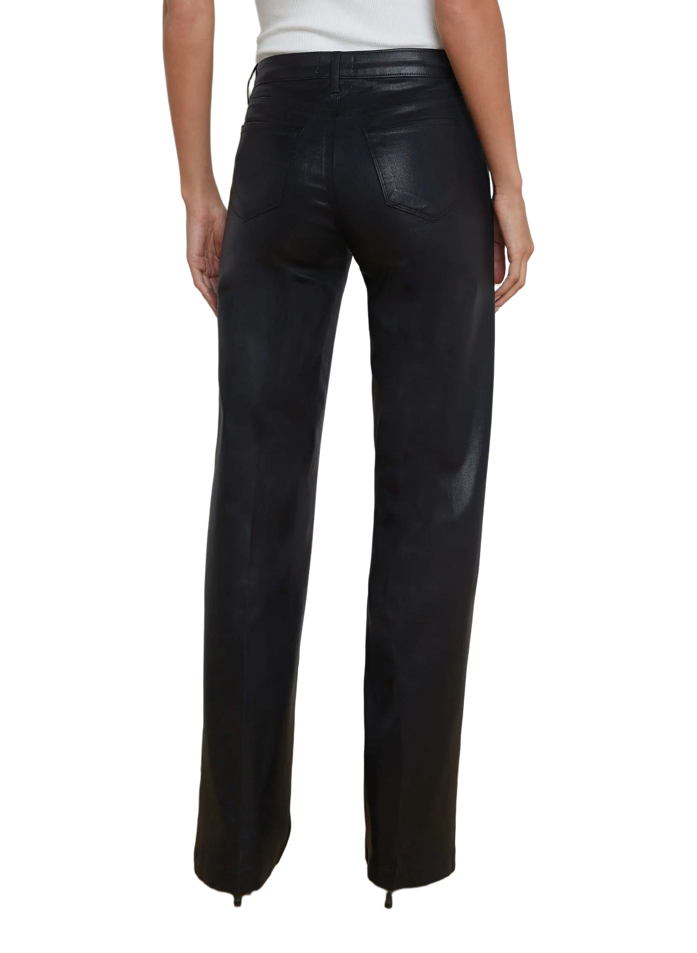 Jean droit en coton enduit L'AGENCE Noir