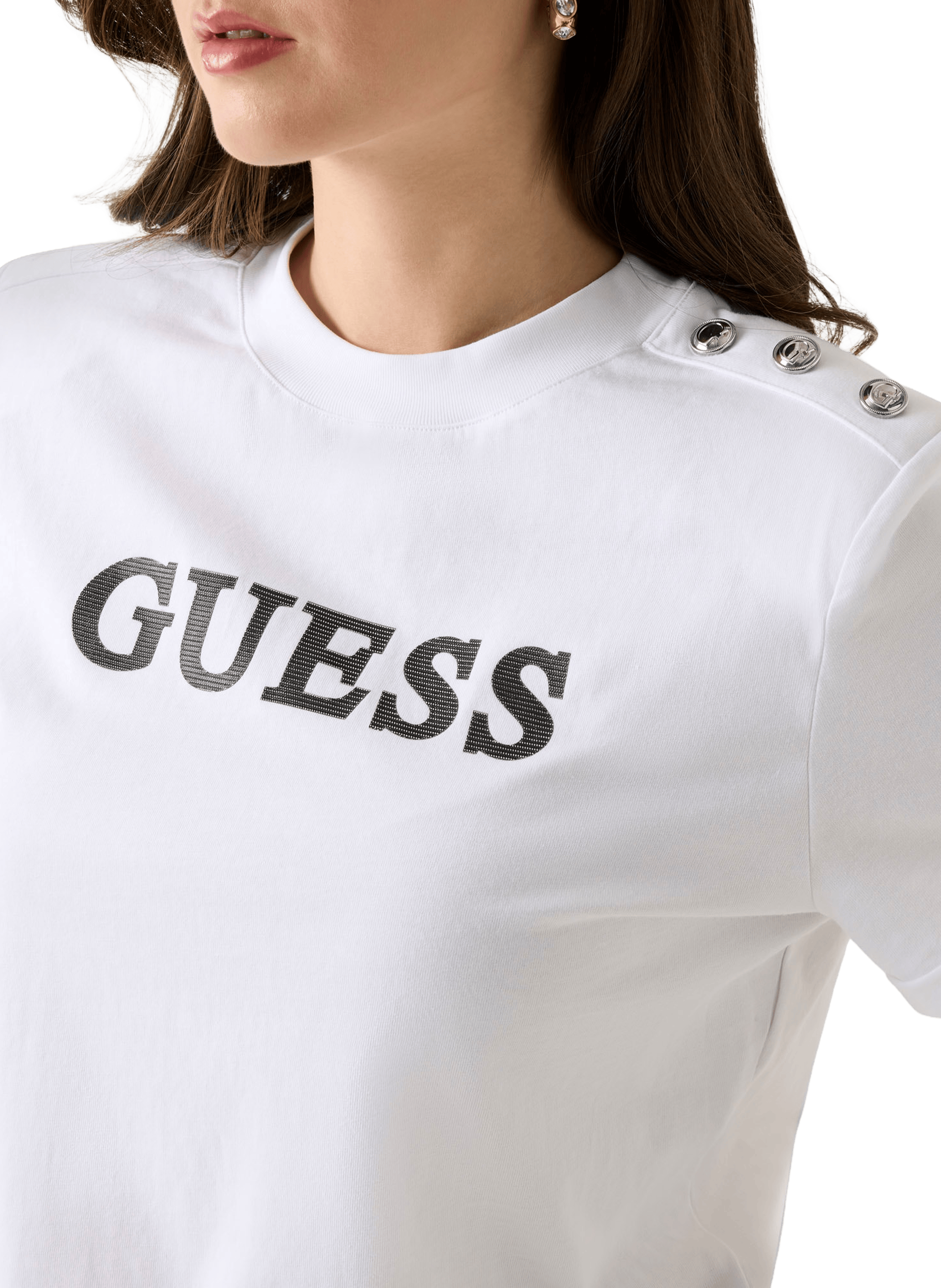 T-shirt imprimé en coton GUESS Blanc