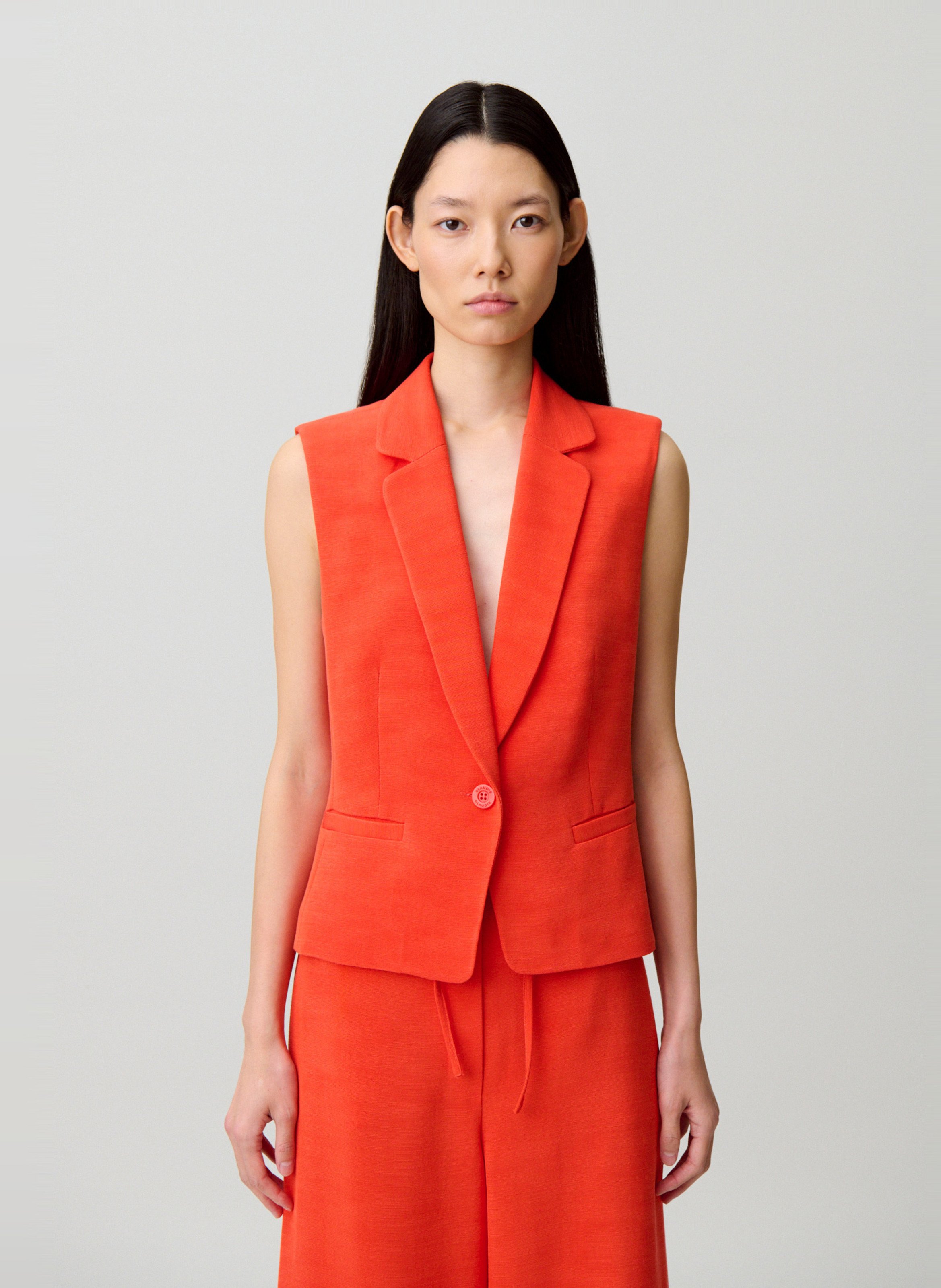 Veste tailleur sans manches unie CLAUDIE PIERLOT Orange