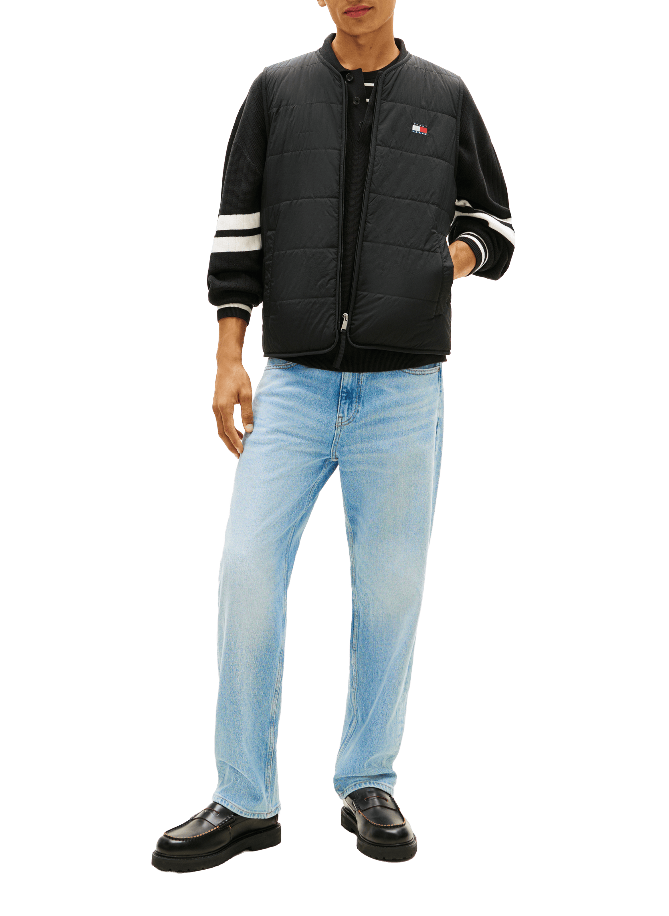 Straight leg washed denim jeans in mixed cotton TOMMY HILFIGER Blue