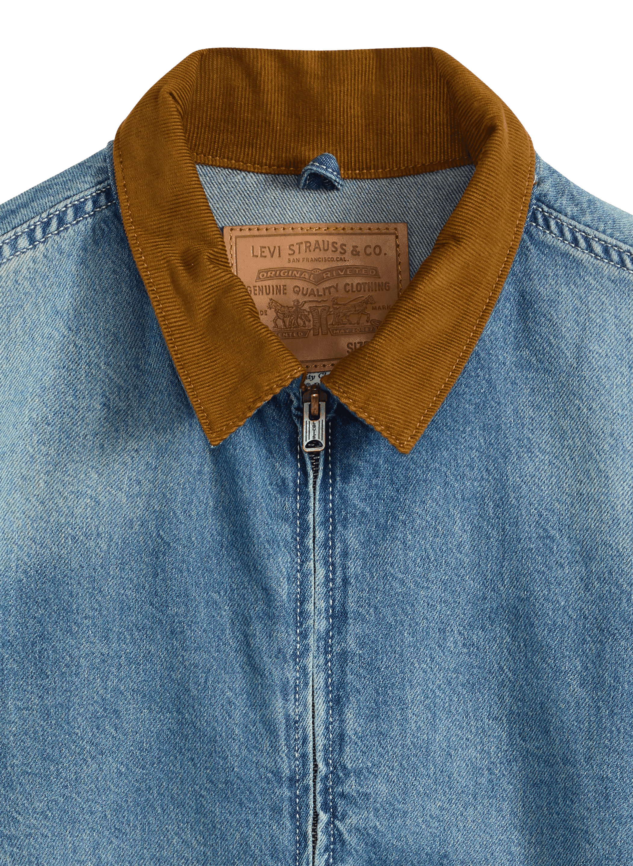 Veste droite à col contrasté en denim de coton LEVI'S Bleu