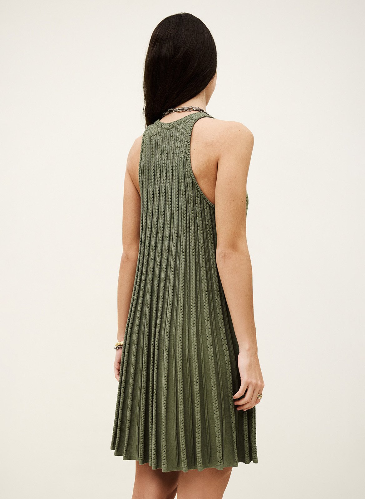 Robe courte sans manches plissée sinnta BA&SH Kaki