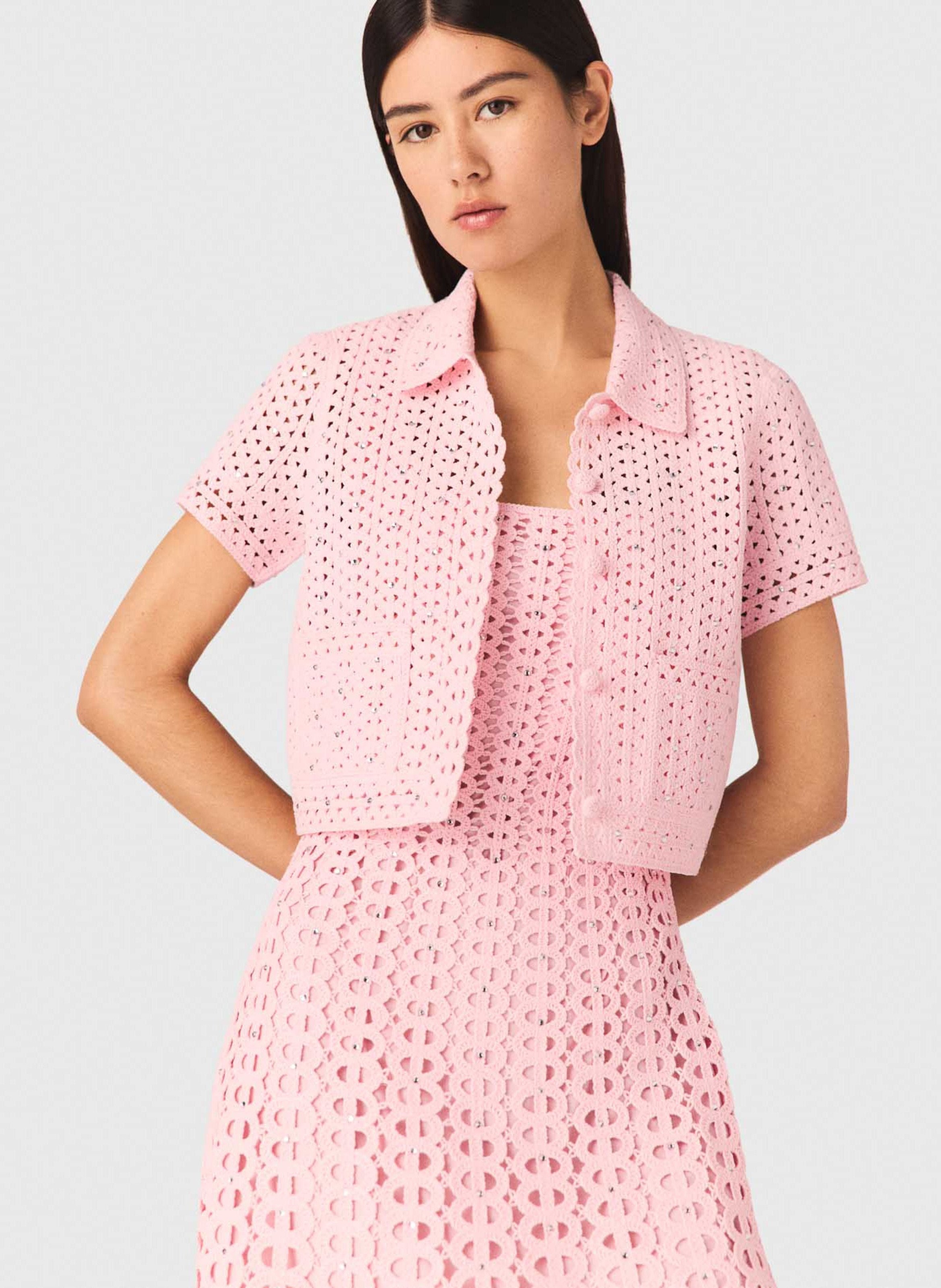 Cardigan droit en maille MAJE Rose