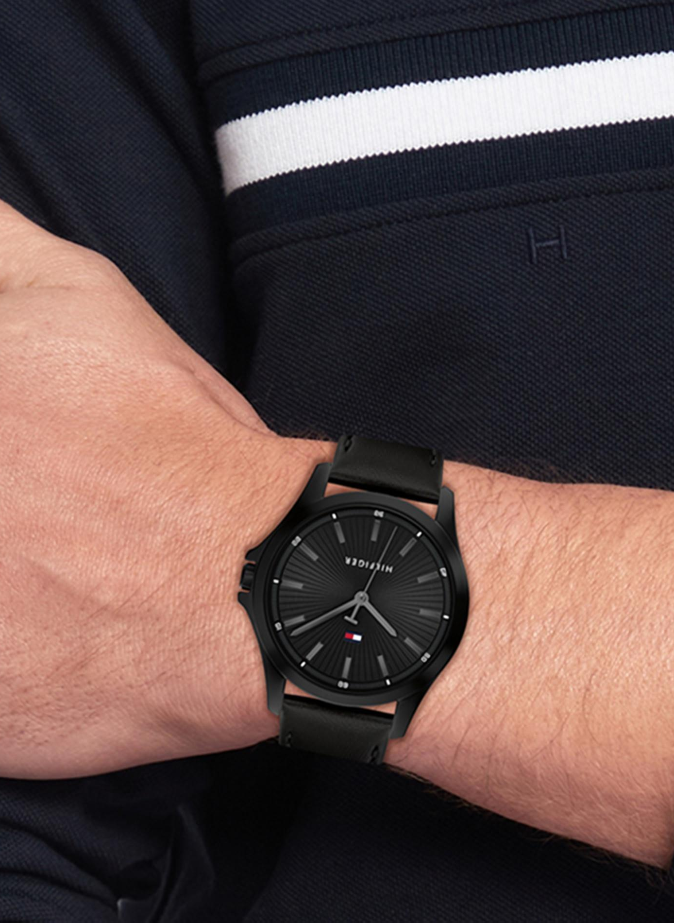 Montre Bruce en cuir TOMMY HILFIGER MONTRES Noir