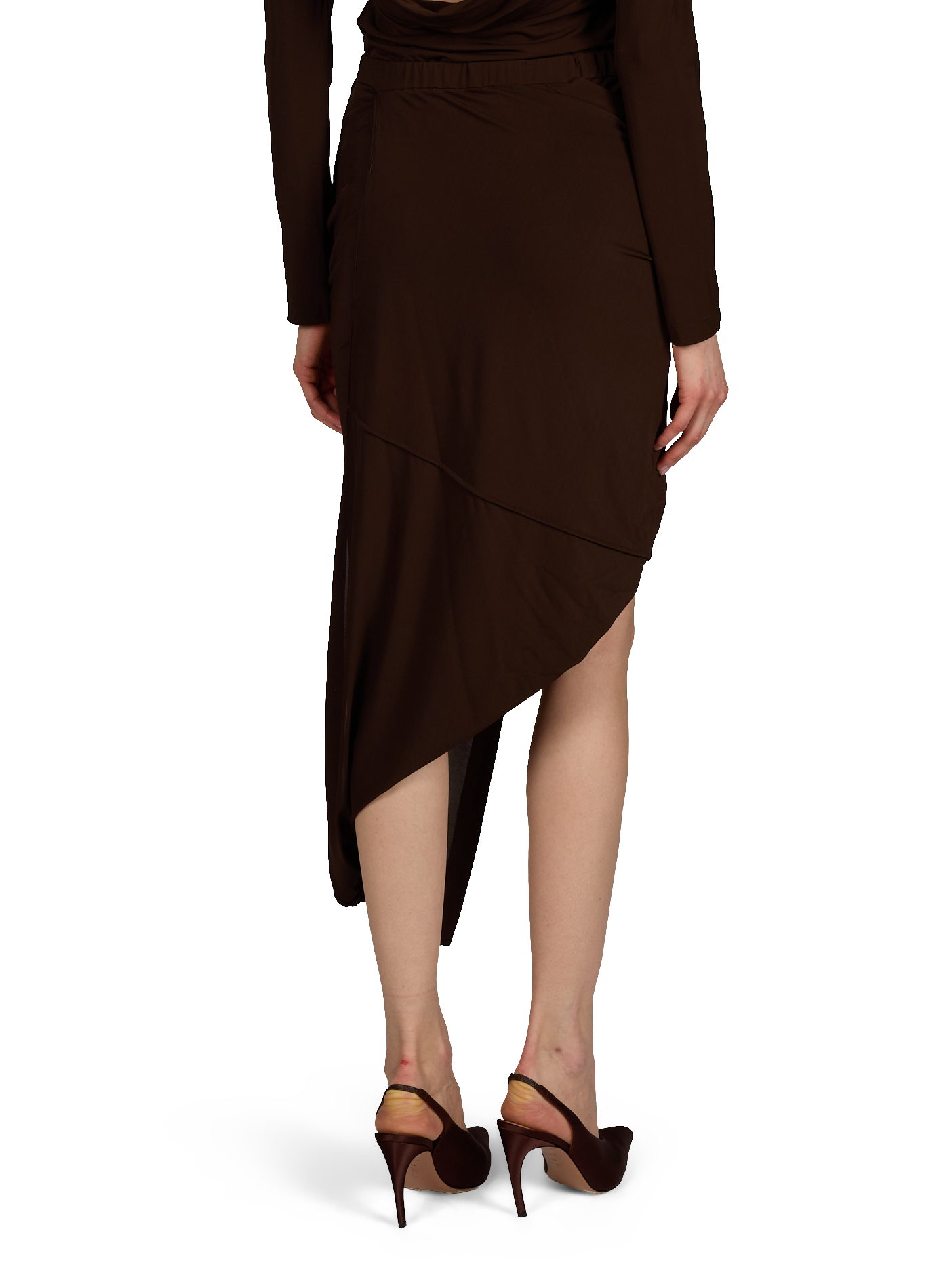 Jupe drapée asymétrique HELMUT LANG Marron