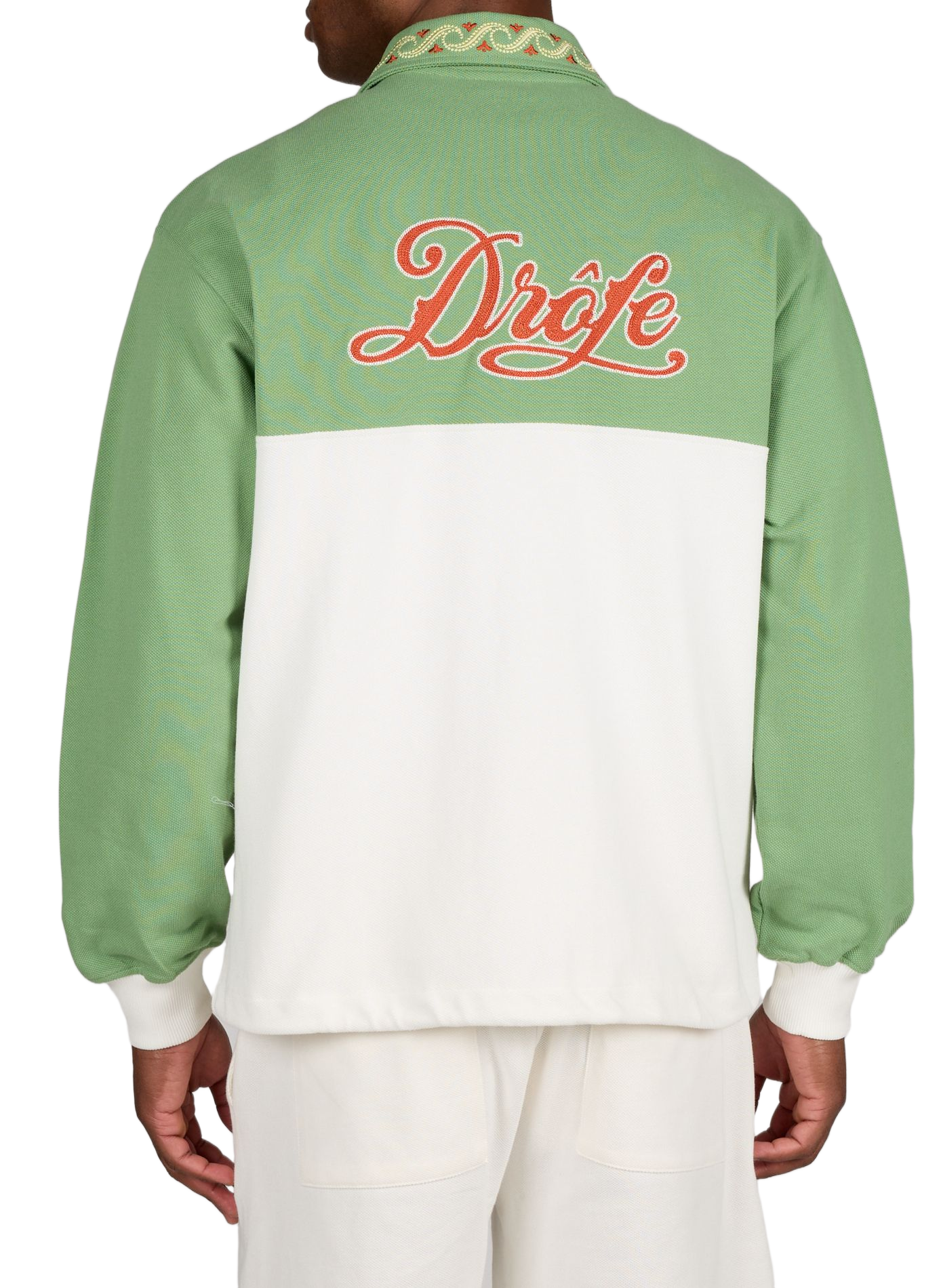 Knopfbejacke mit Stickereidetails aus Piqué-Baumwolle DROLE DE MONSIEUR Grun