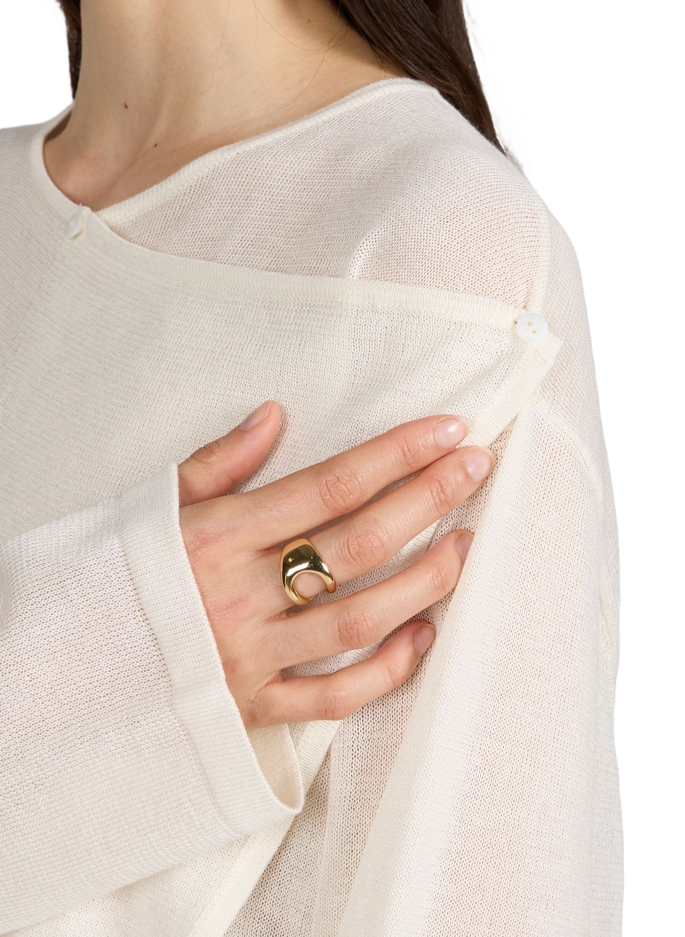 Buttoned top with round neckline in knit fabric VIKTORIA CHAN White