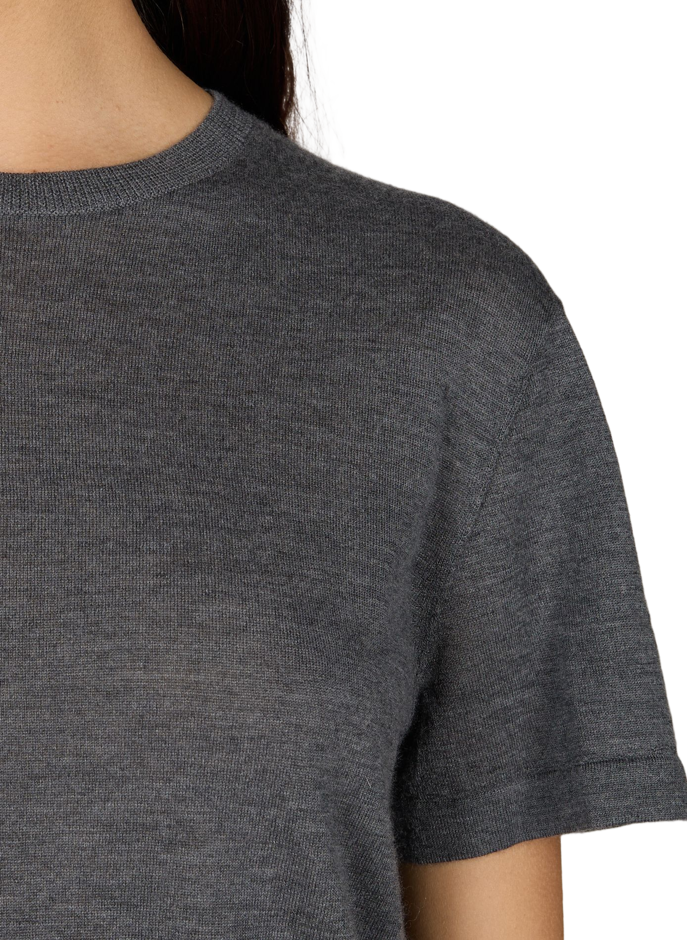 Round neck cashmere T-shirt CO Grey