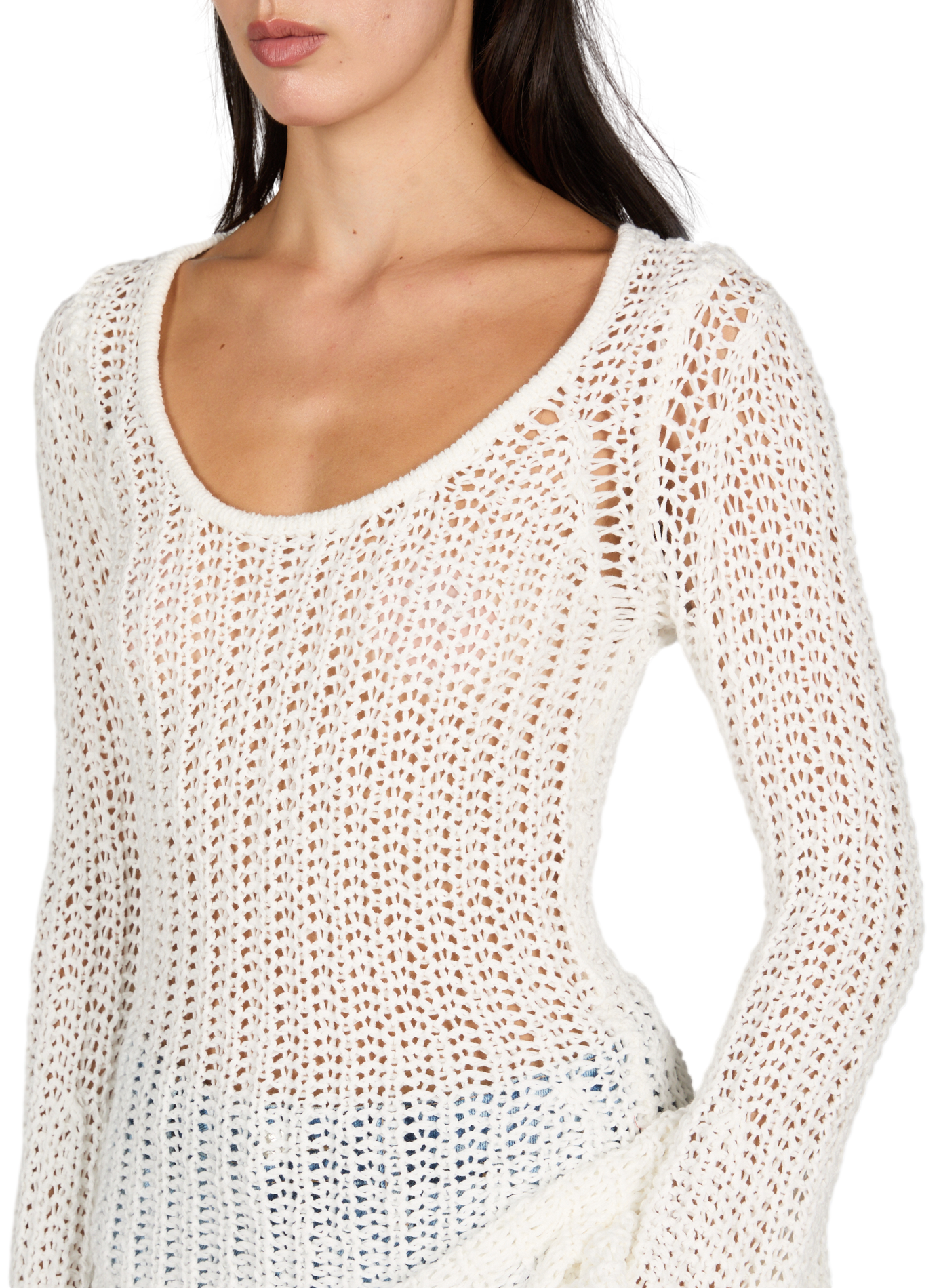 Trui met grove breipatronen van gemengd katoen TOPSHOP Beige