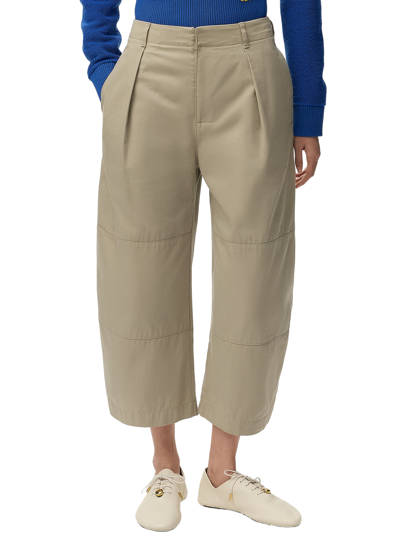 Cropped cotton trousers LOEWE Green