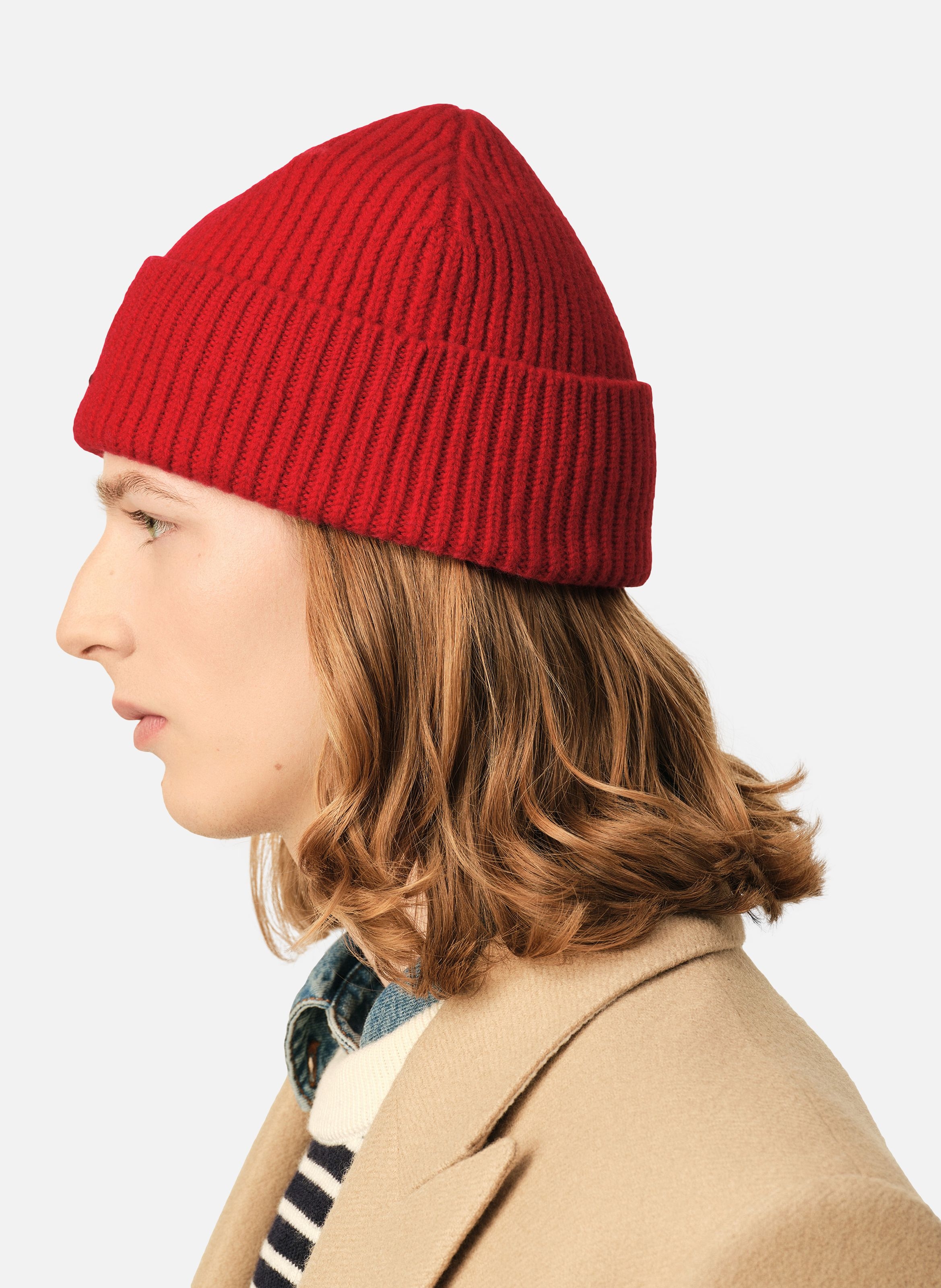 Bonnet unisexe en laine ami de coeur AMI PARIS Rouge