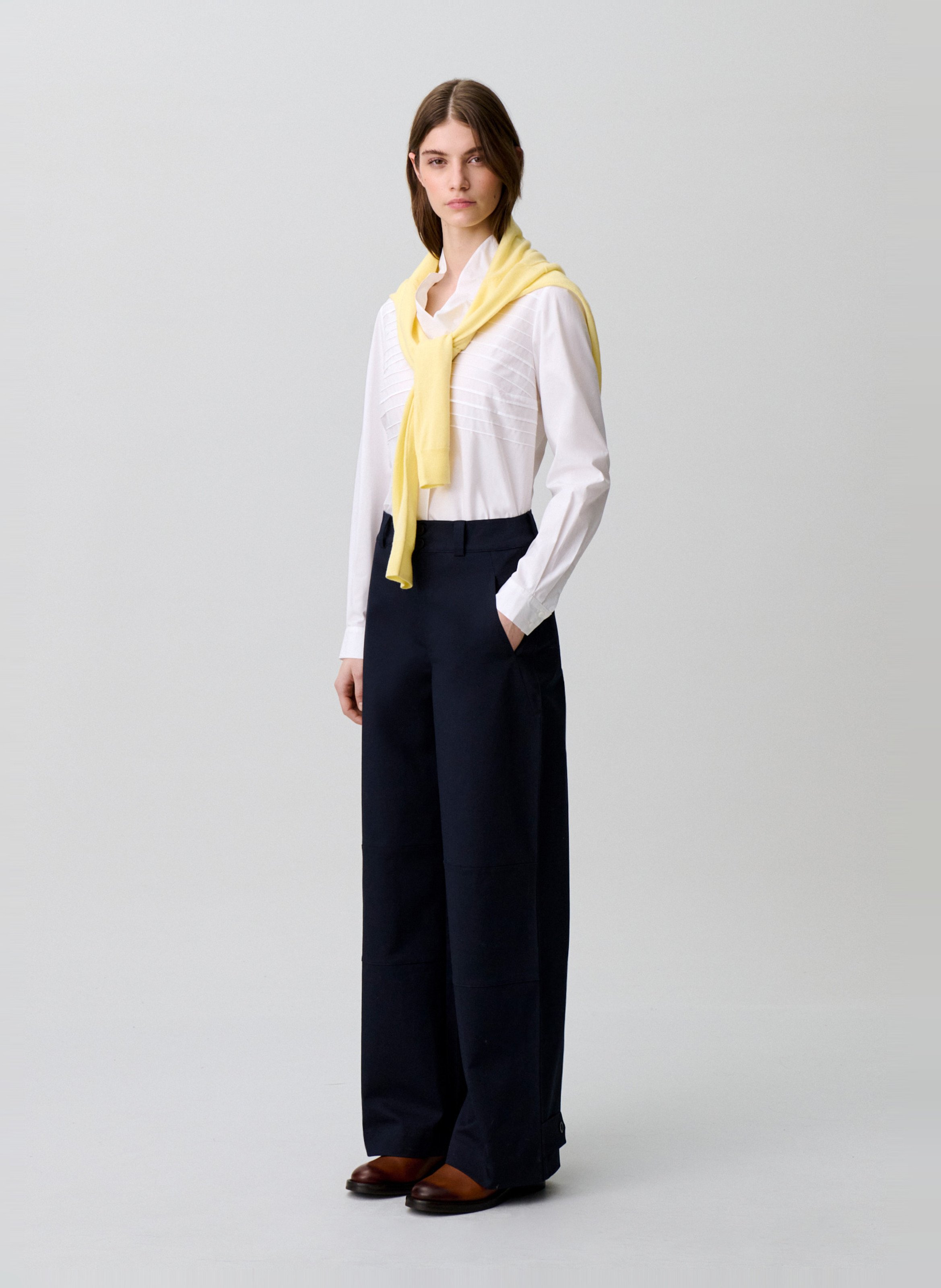 Pantalon large en coton mélangé CLAUDIE PIERLOT Bleu