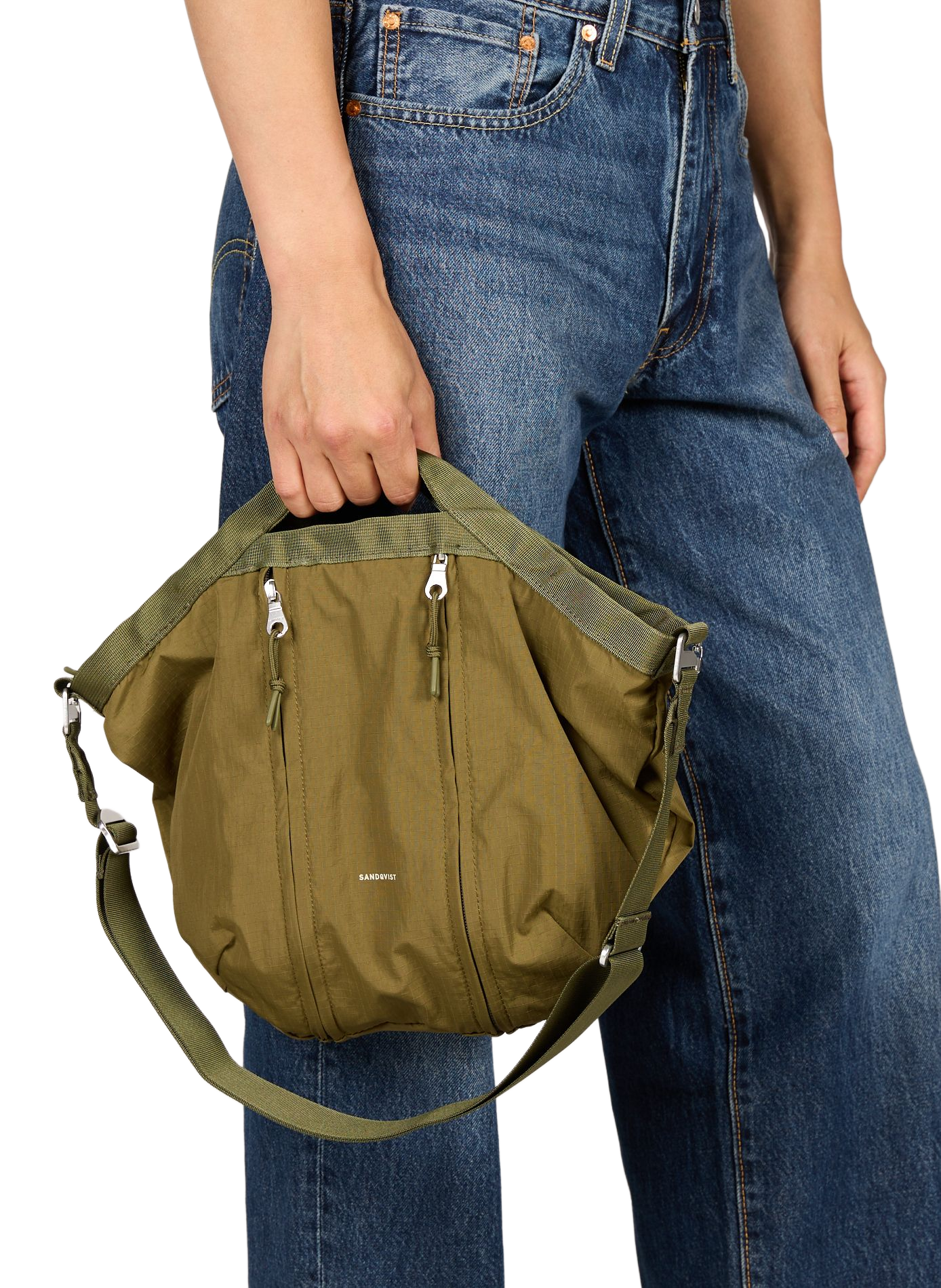 Grid Crossbody expandable bag SANDQVIST Khaki
