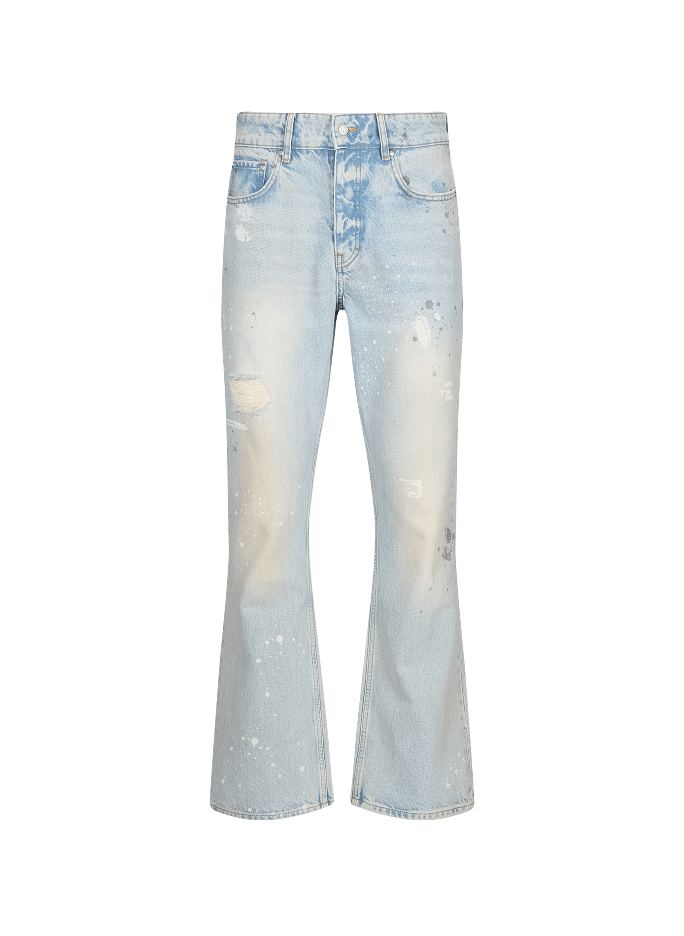 Jean bootcut déchiré effet tâches de peinture en coton REPRESENT Bleu