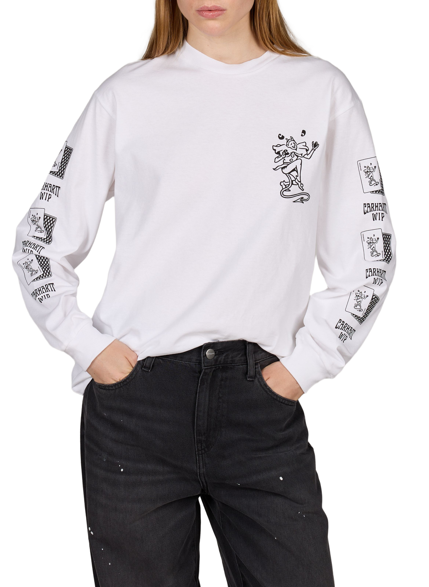 Gerader bedruckter Rundhals-T-Shirt CARHARTT WIP Weiss