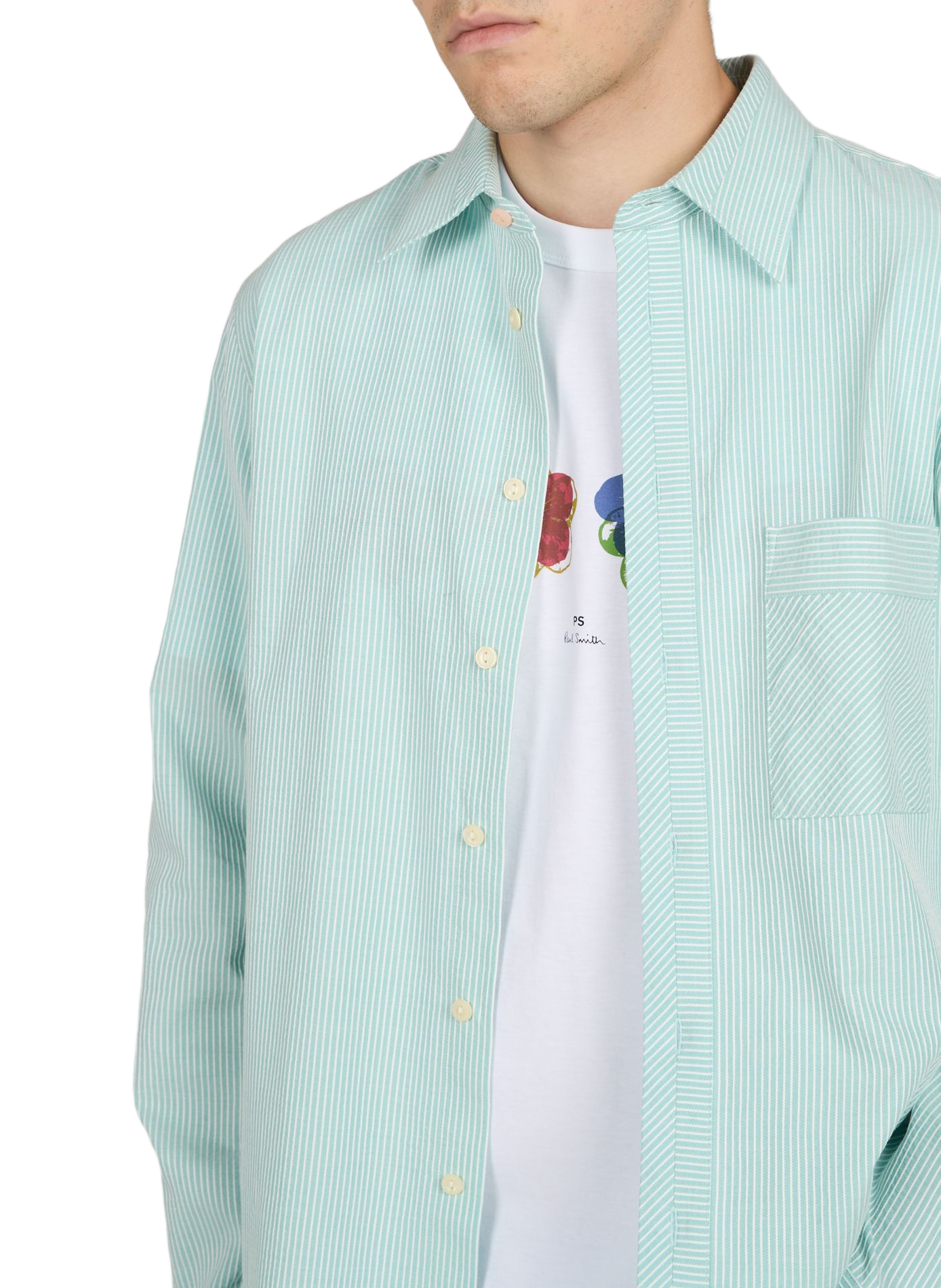 Wide Striped Cotton Shirt PAUL SMITH Green