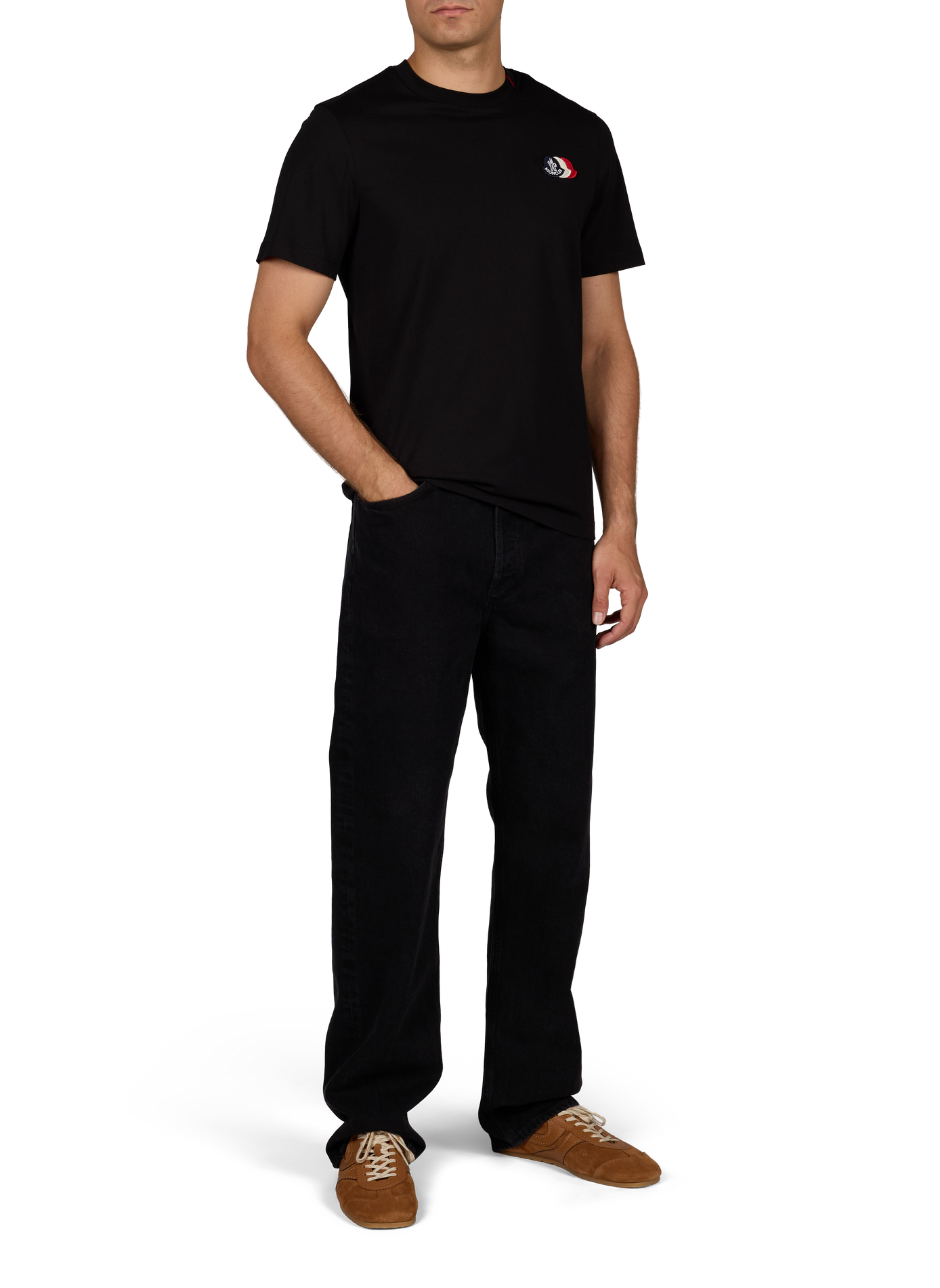 T-shirt droit à logo en coton MONCLER Noir