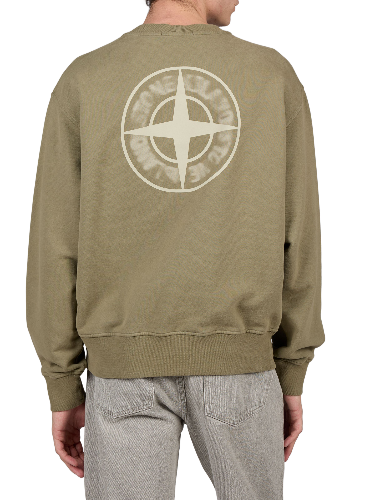 Rechte sweater met ronde hals en zeefdruk in katoen STONE ISLAND Kaki