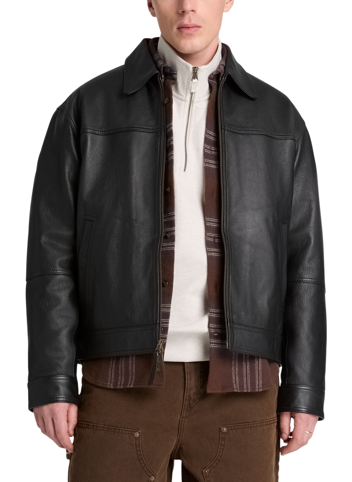 Straight leather jacket TIMBERLAND Black