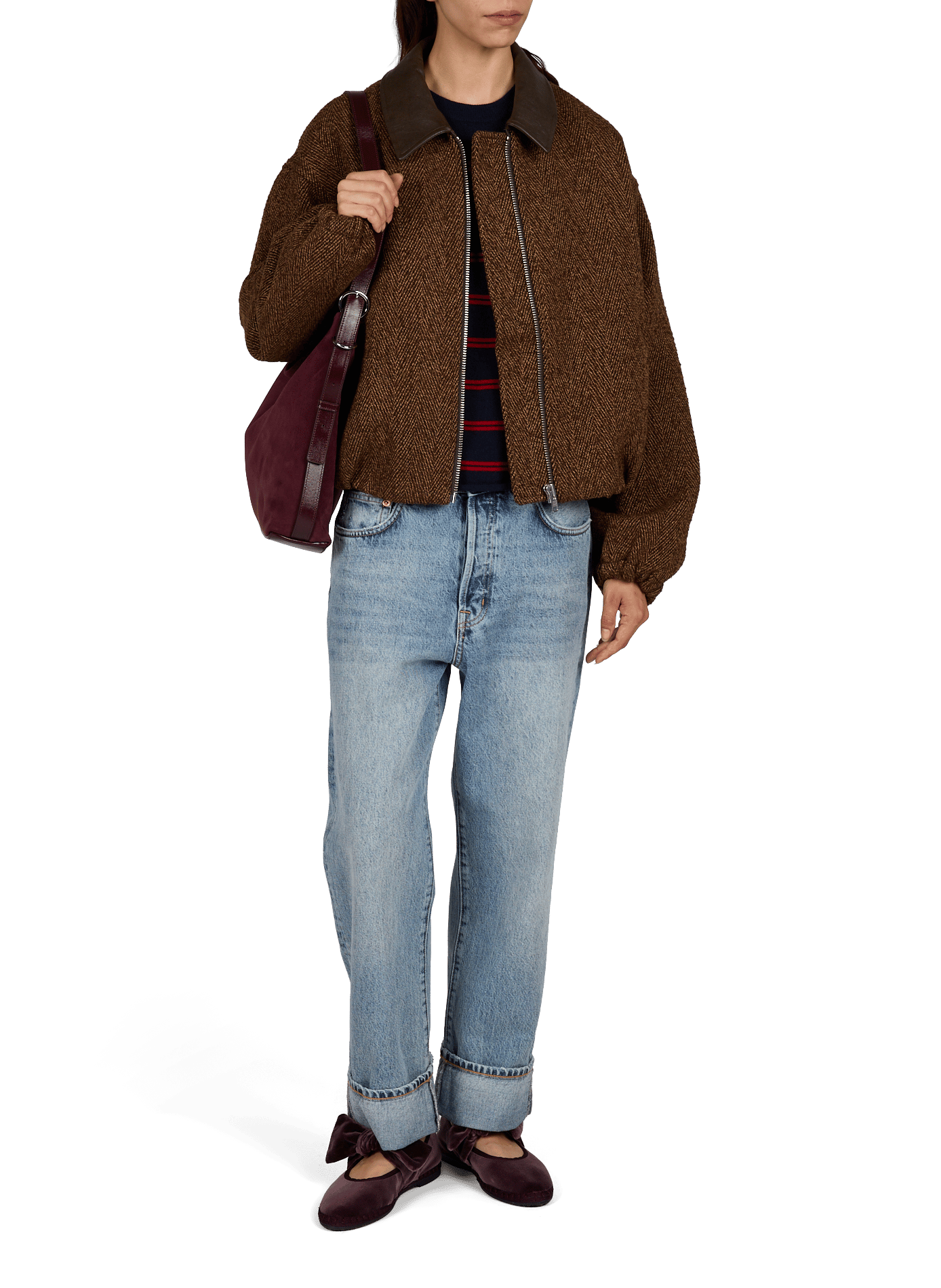 Oversized jacket with classic collar BELLEROSE Brown