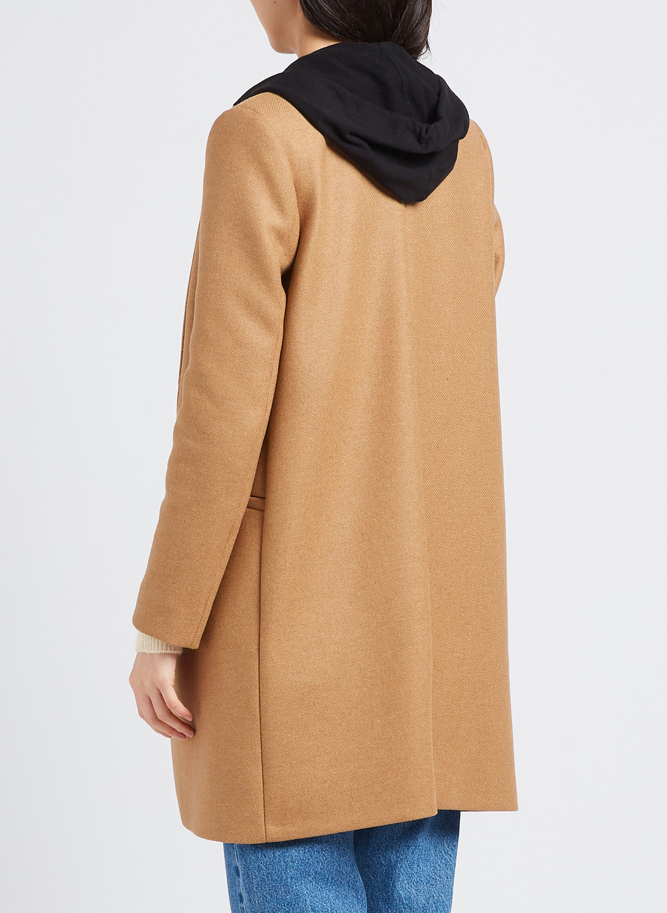 Manteau col tailleur en laine mélangée IKKS Beige