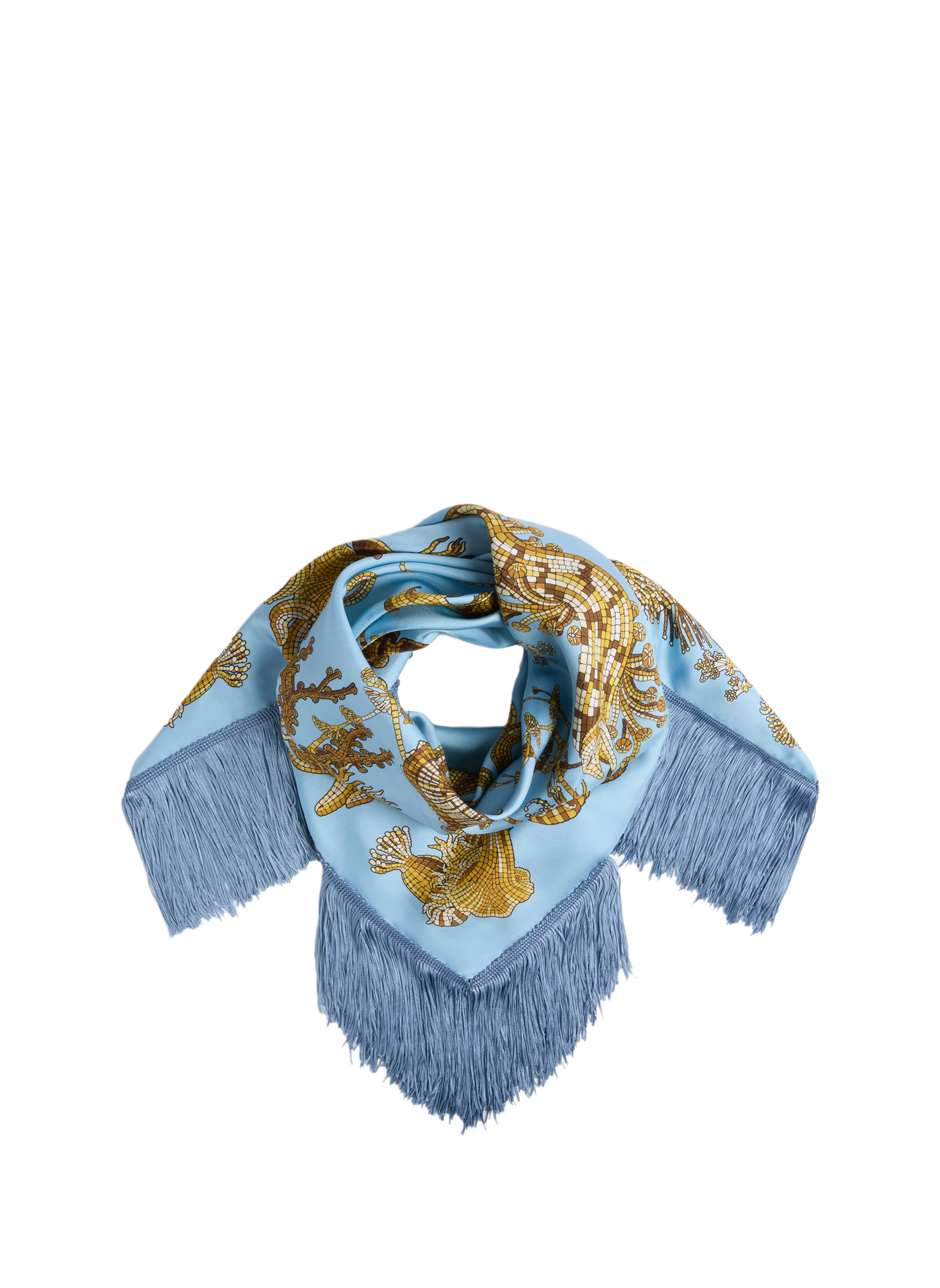 Echarpe à motif à franges en soie LA DOUBLEJ Bleu