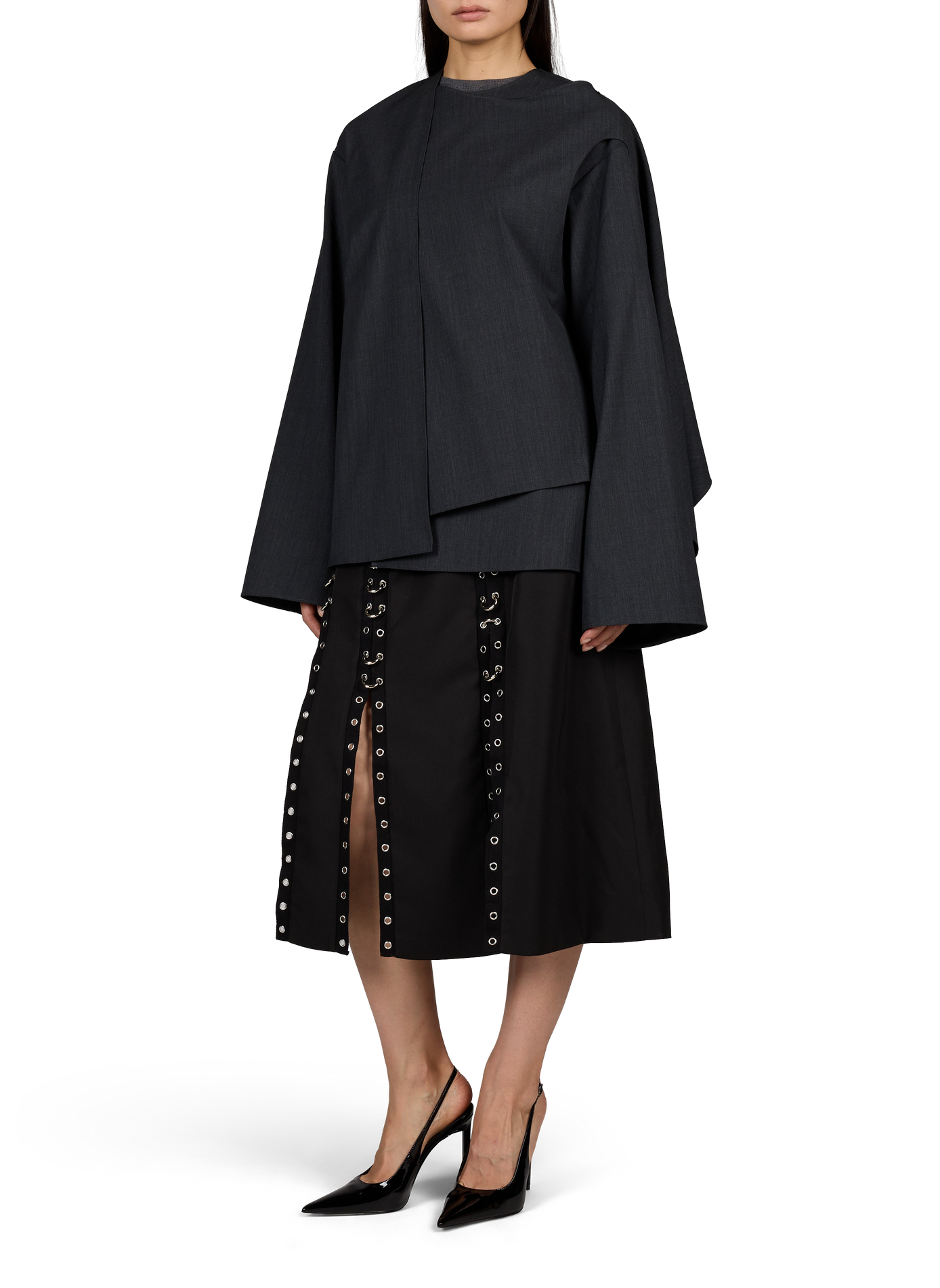 Jupe midi Grommet à oeillets et bagues SIMONE ROCHA Noir
