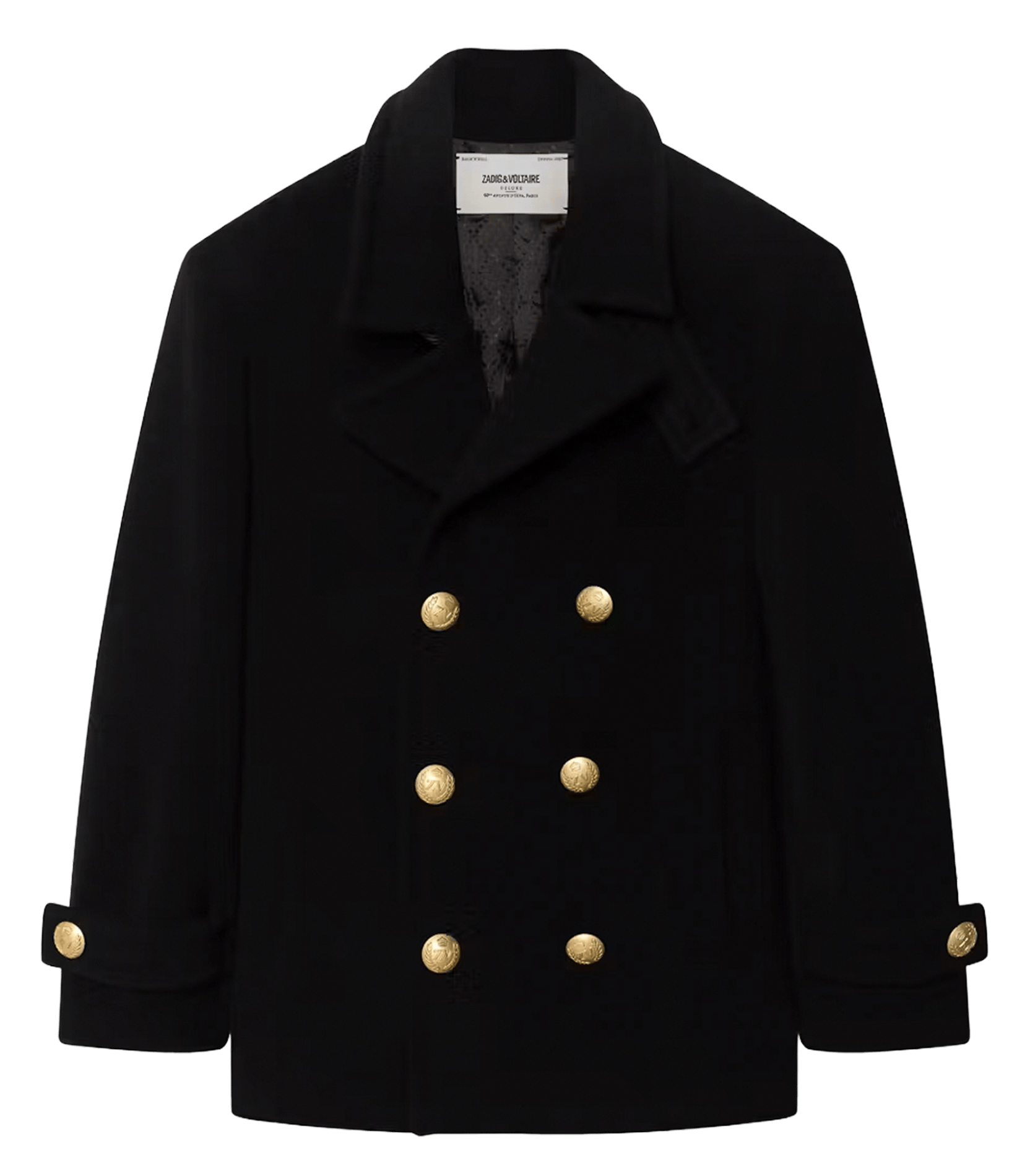 Manteau droit boutonné en laine mélangée masivo ZADIG&VOLTAIRE Noir