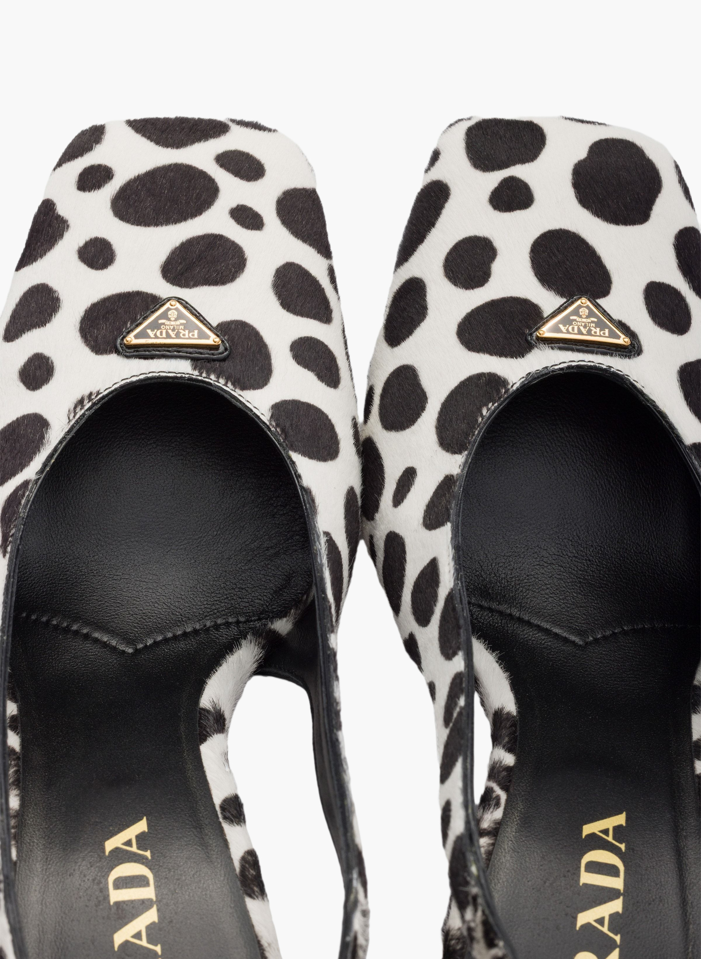 Escarpins à bride arrière en cuir de veau imprimé PRADA Blanc