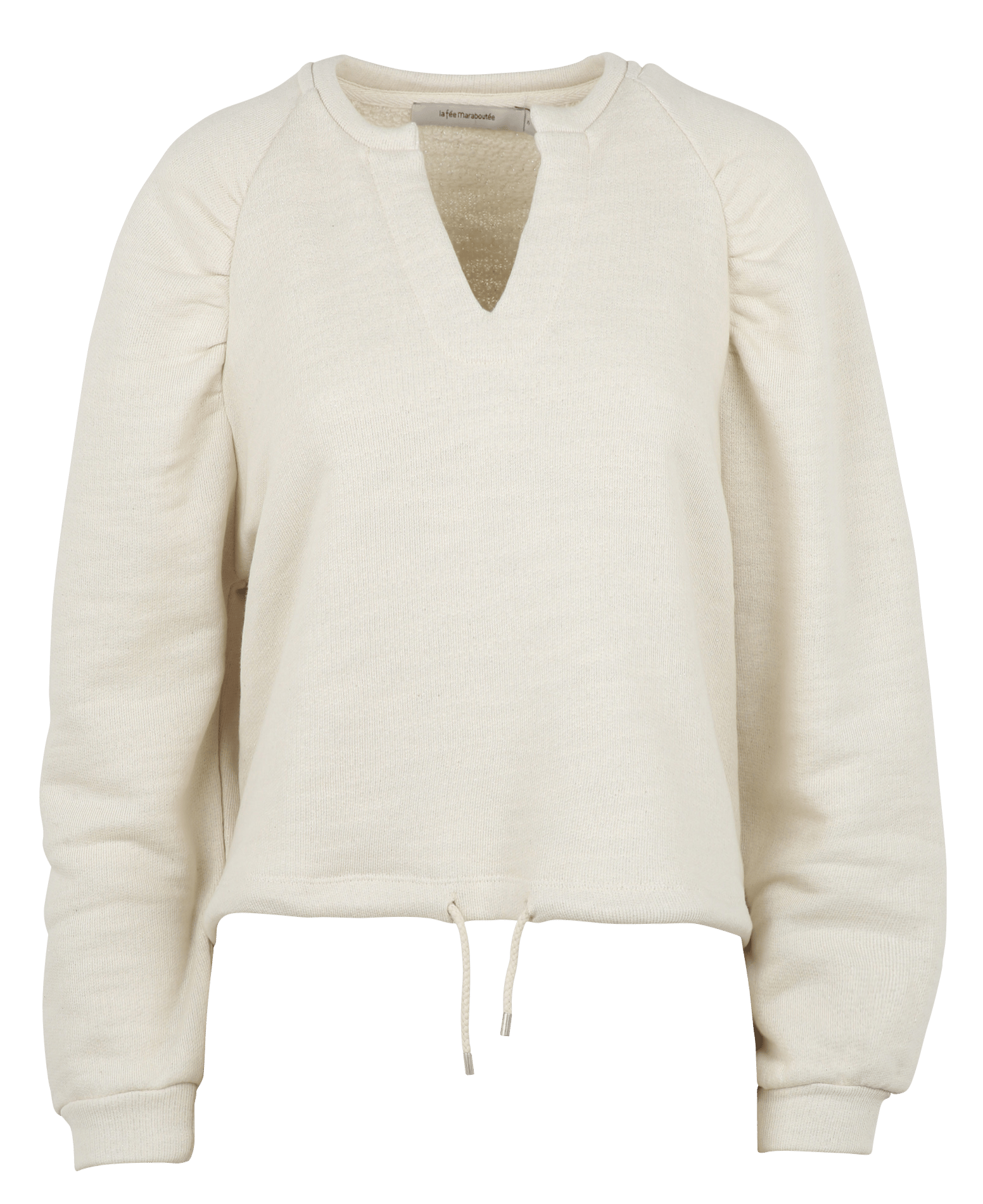 T-shirt met V-hals van katoenmix LA FEE MARABOUTEE Wit