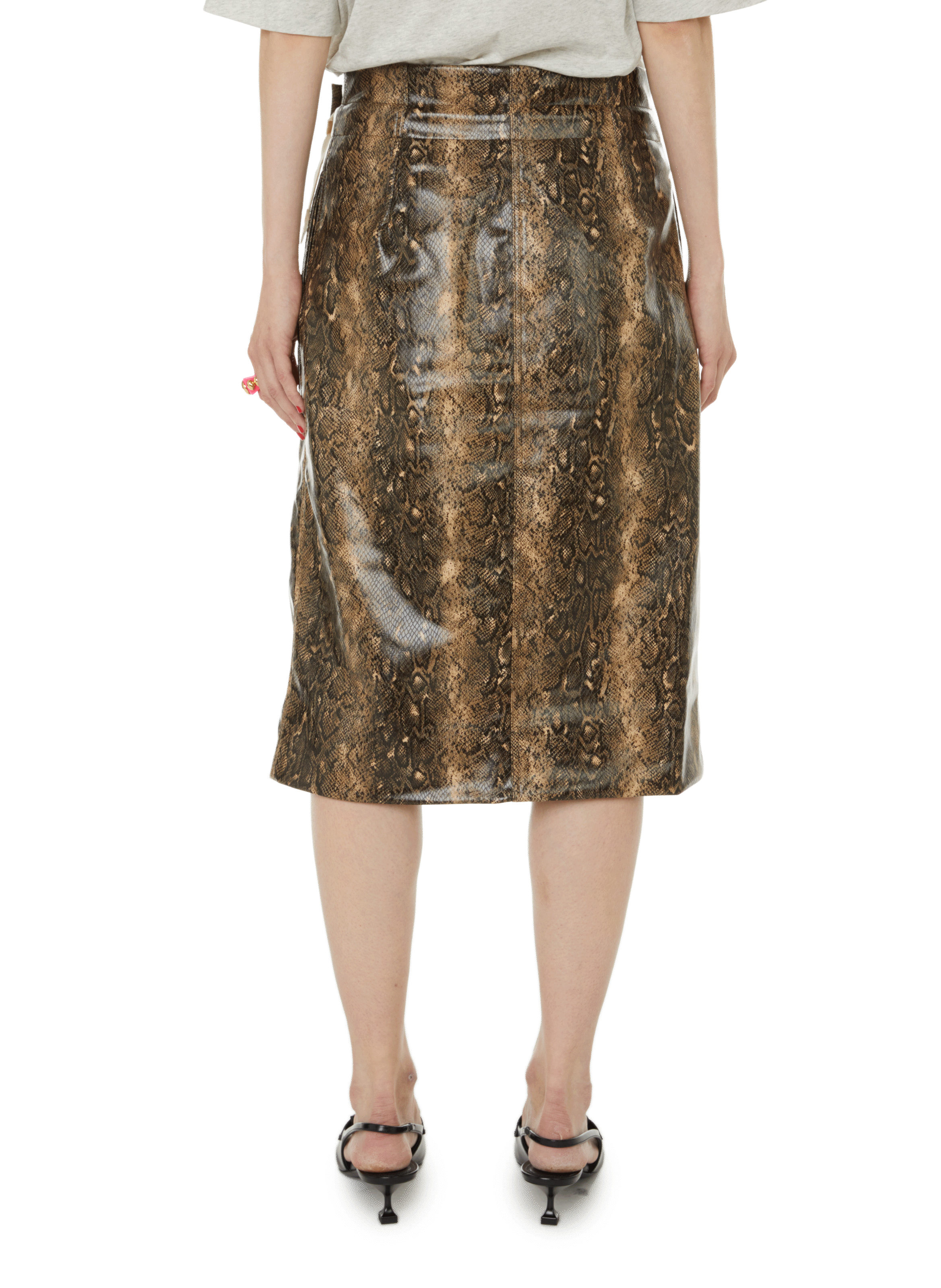 Jupe imprimé reptile GANNI Marron