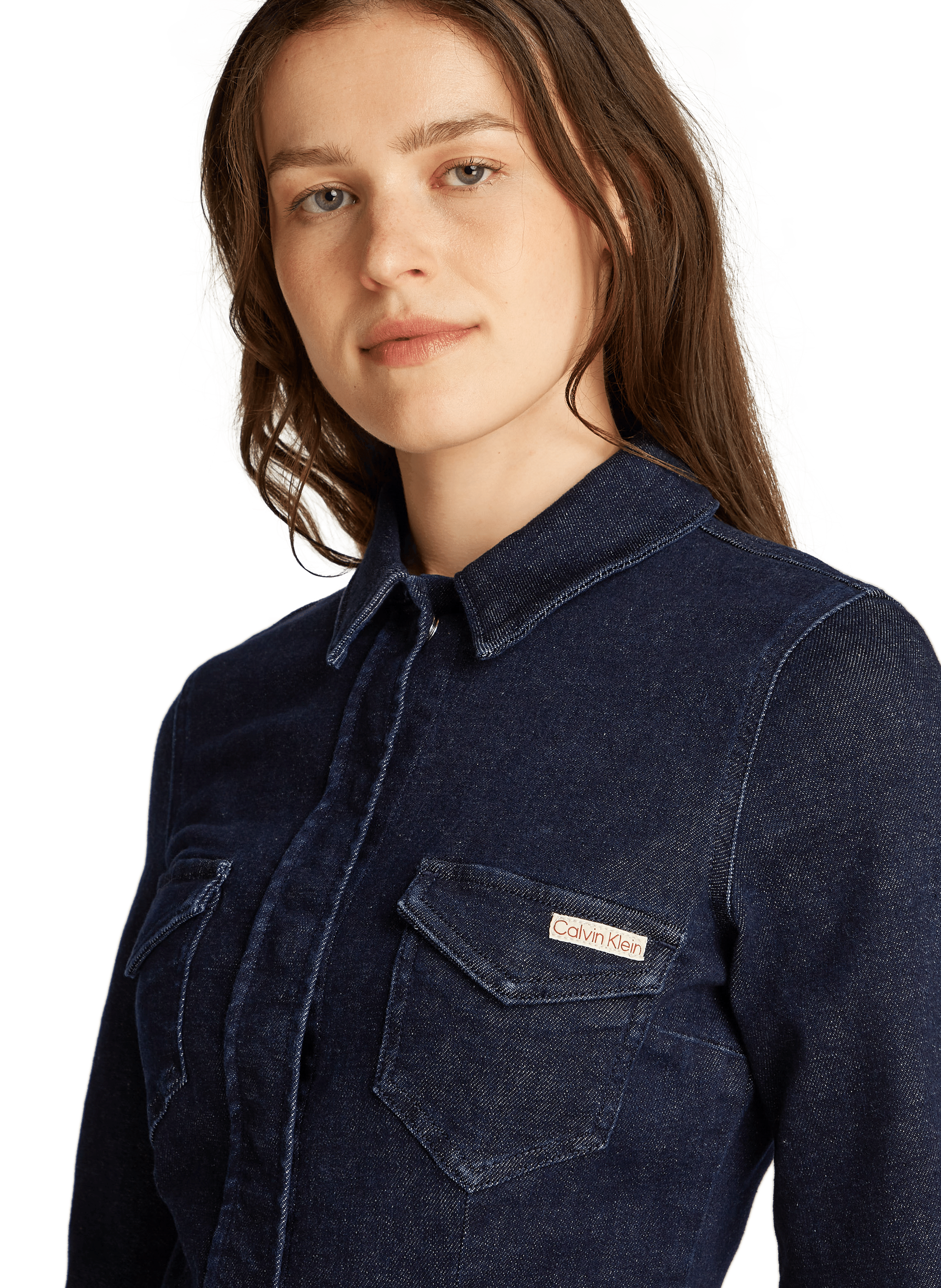 Robe chemise en jean CALVIN KLEIN Bleu