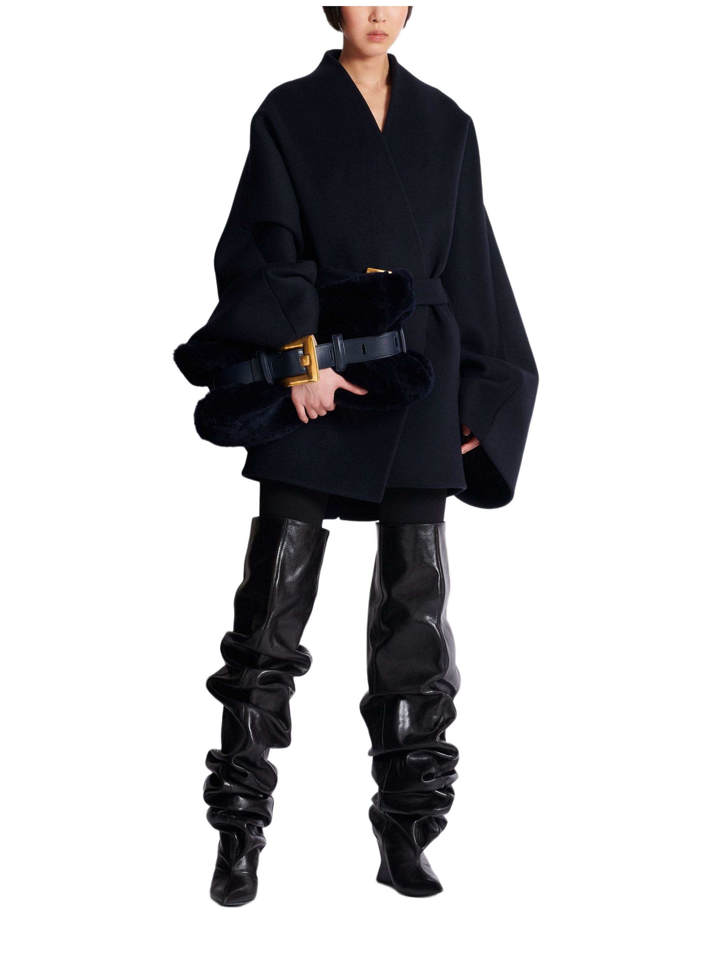 Sac anthem medium en shearling BALMAIN Bleu