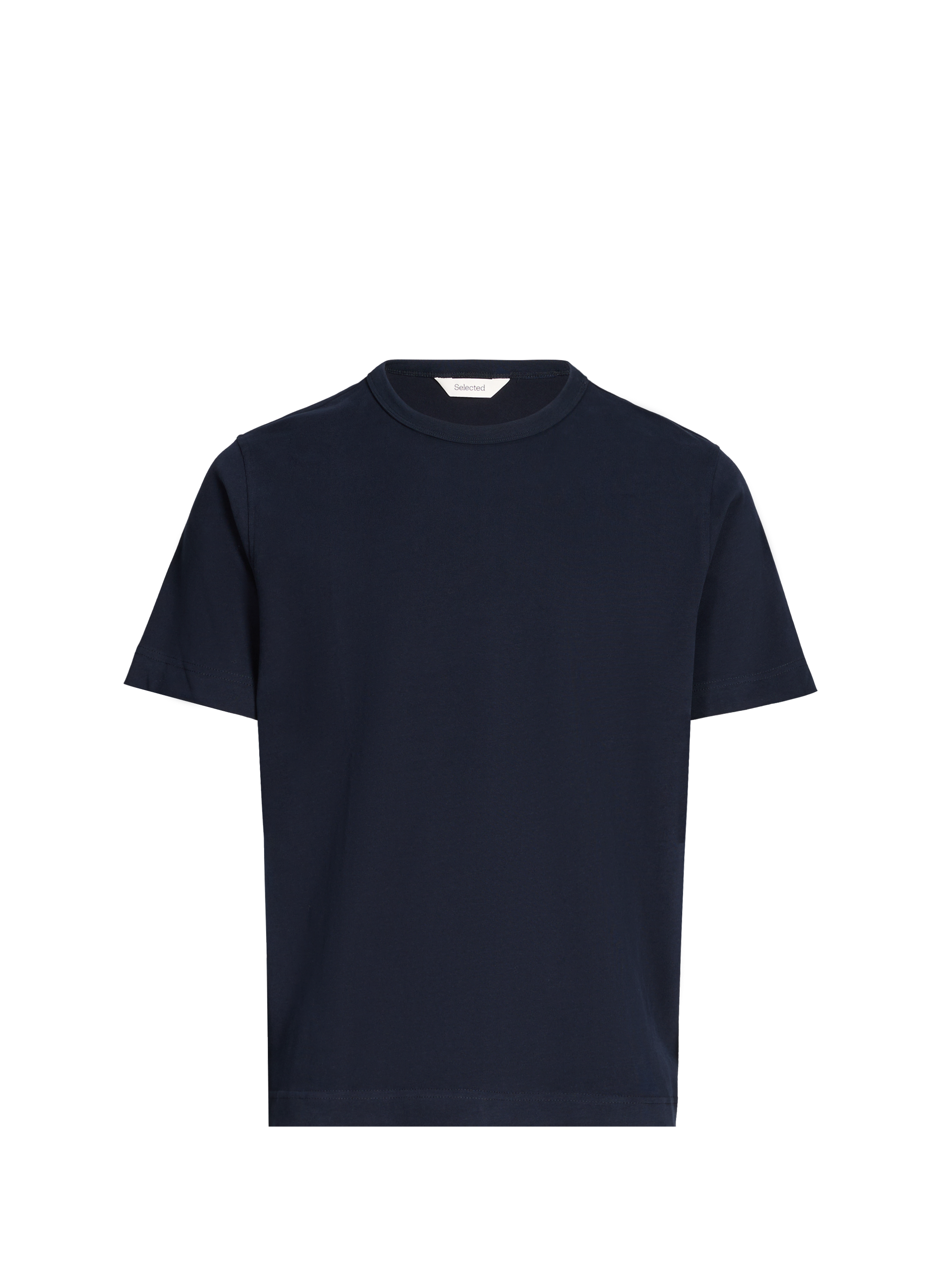 T-shirt col rond en coton organique SELECTED Bleu