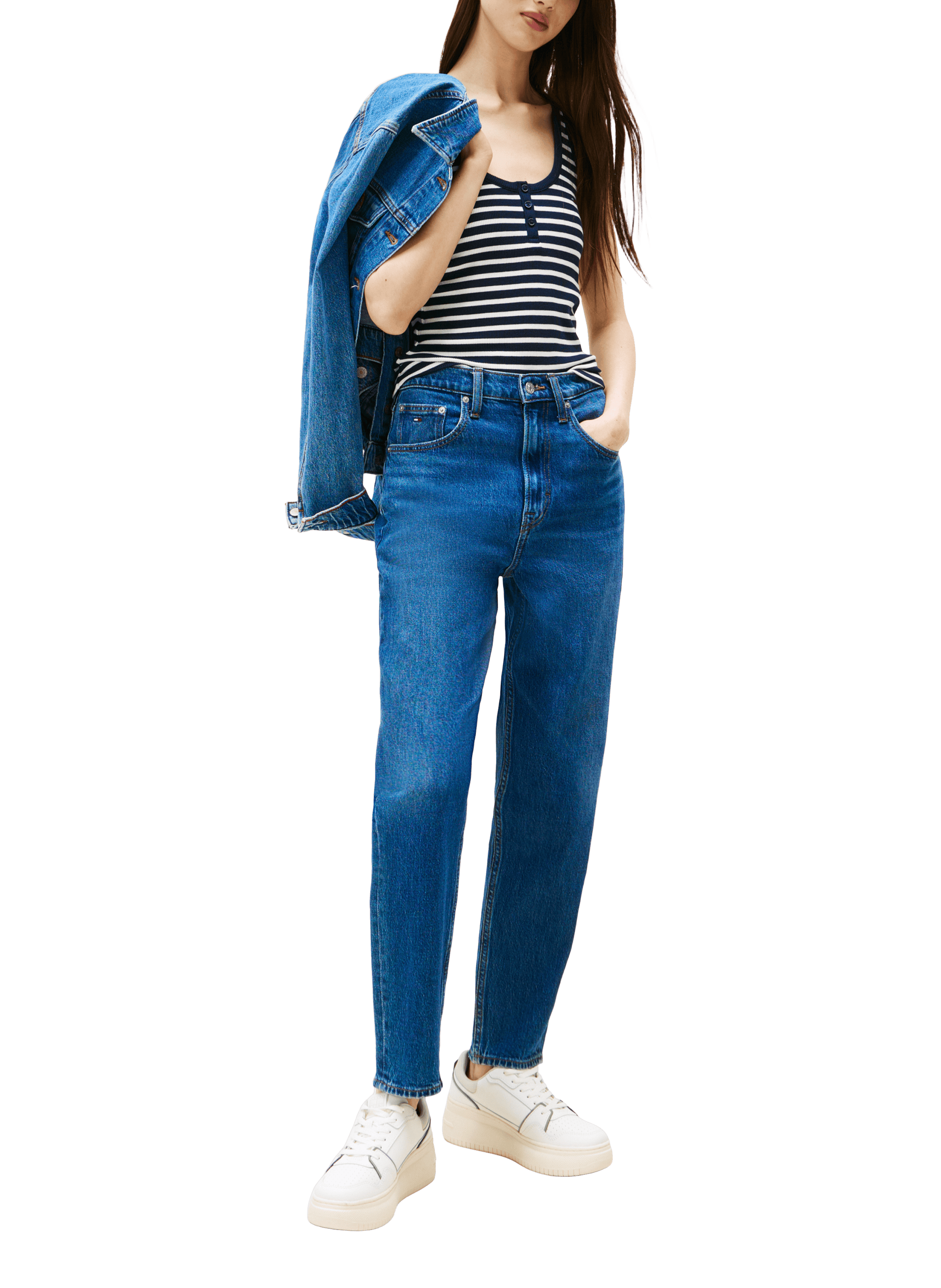 Jean mom fuselé taille très haute TOMMY HILFIGER Bleu