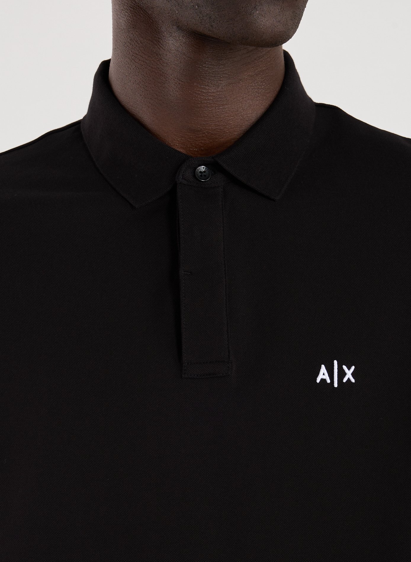 Long-sleeve cotton blend polo shirt ARMANI EXCHANGE Black