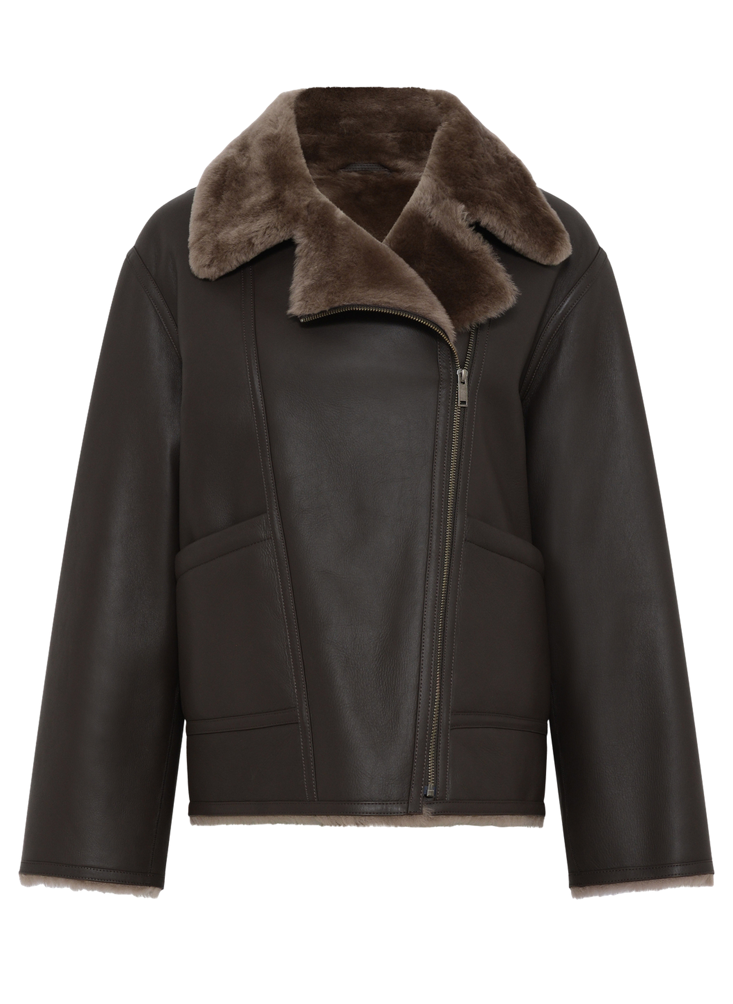 Veste biker en peau lainée - nadia GERARD DAREL Marron
