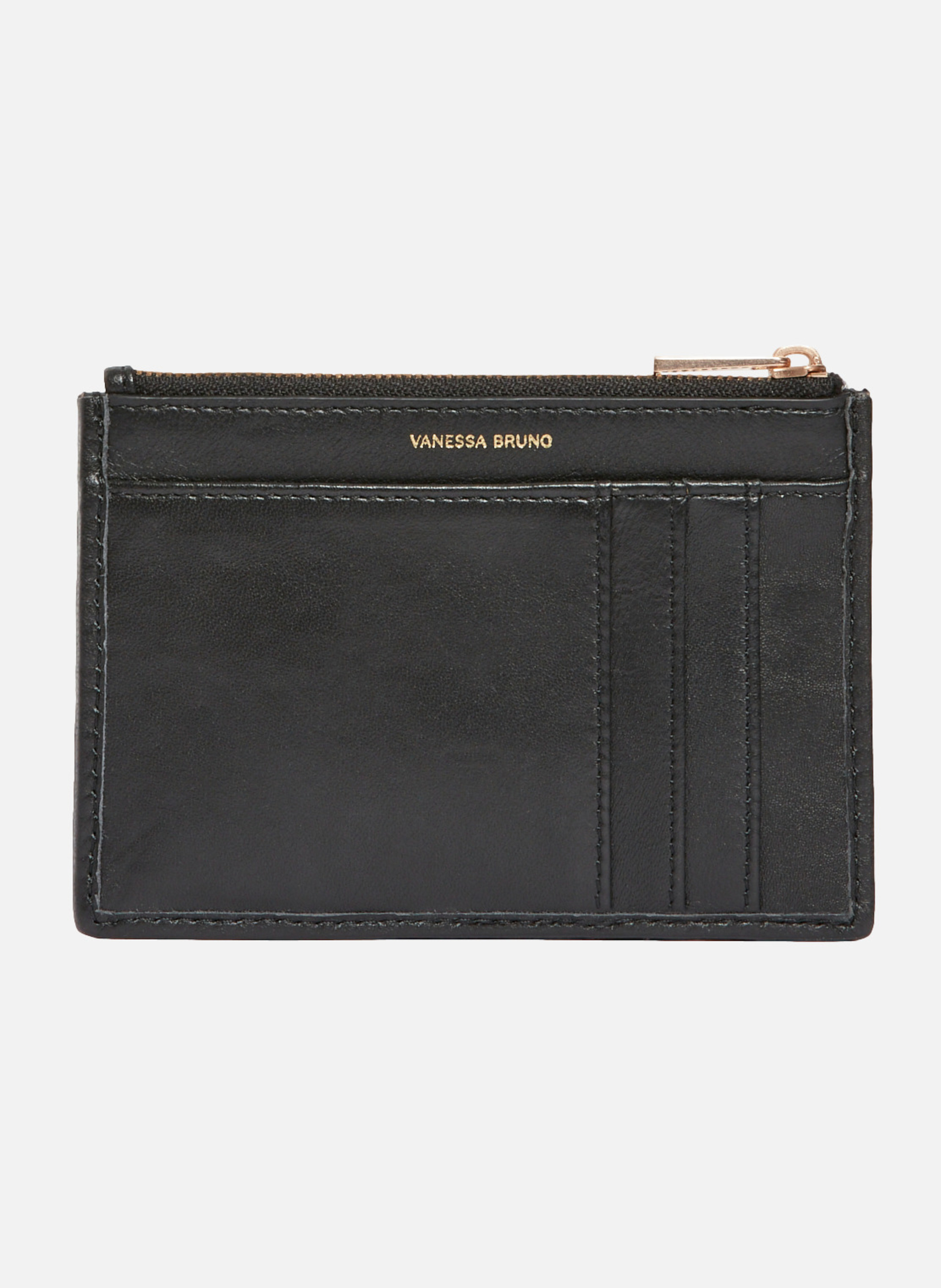 Porte monnaie en cuir tréssé noir VANESSA BRUNO Noir