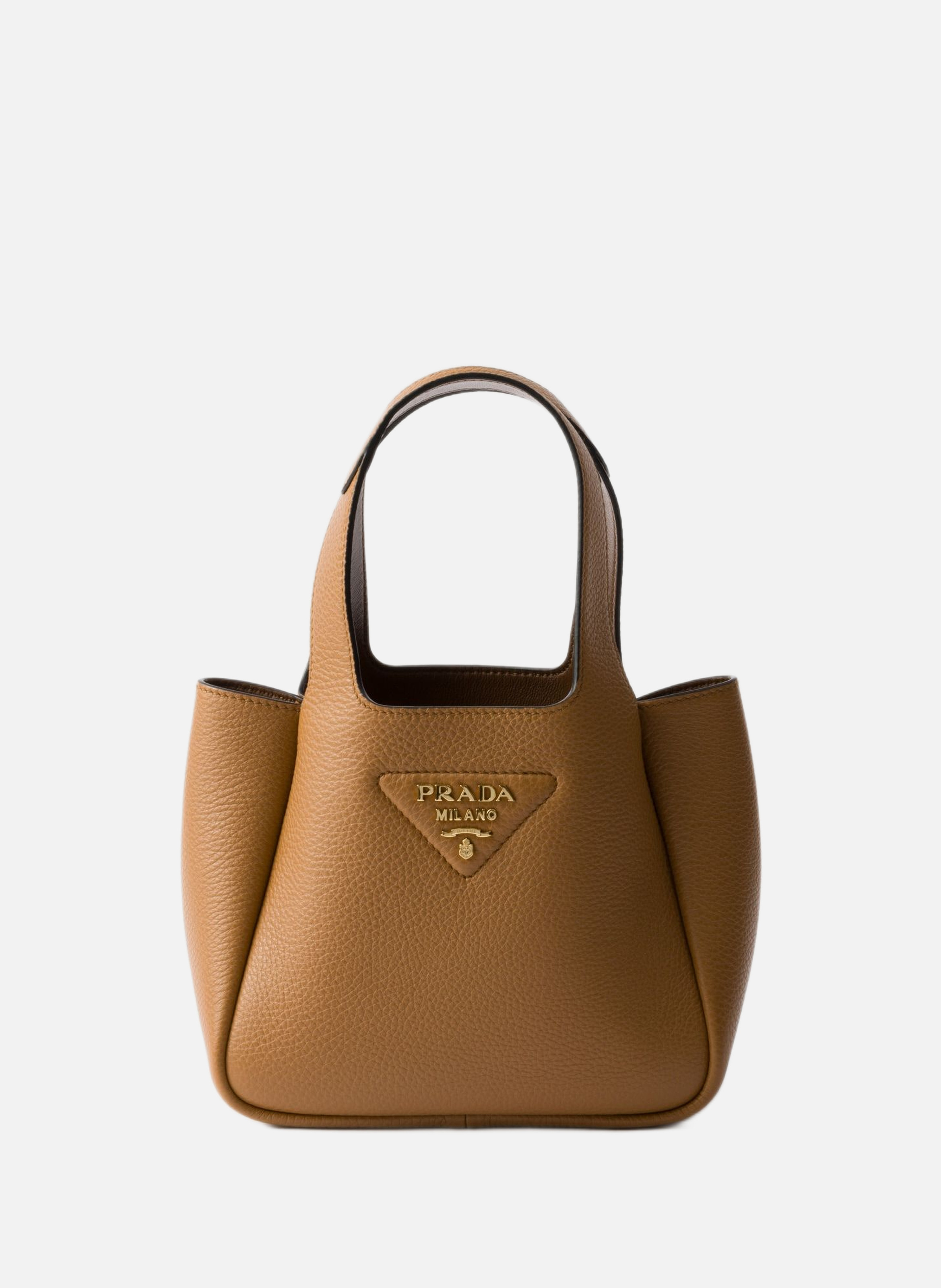 Mini sac à main en cuir PRADA Marron