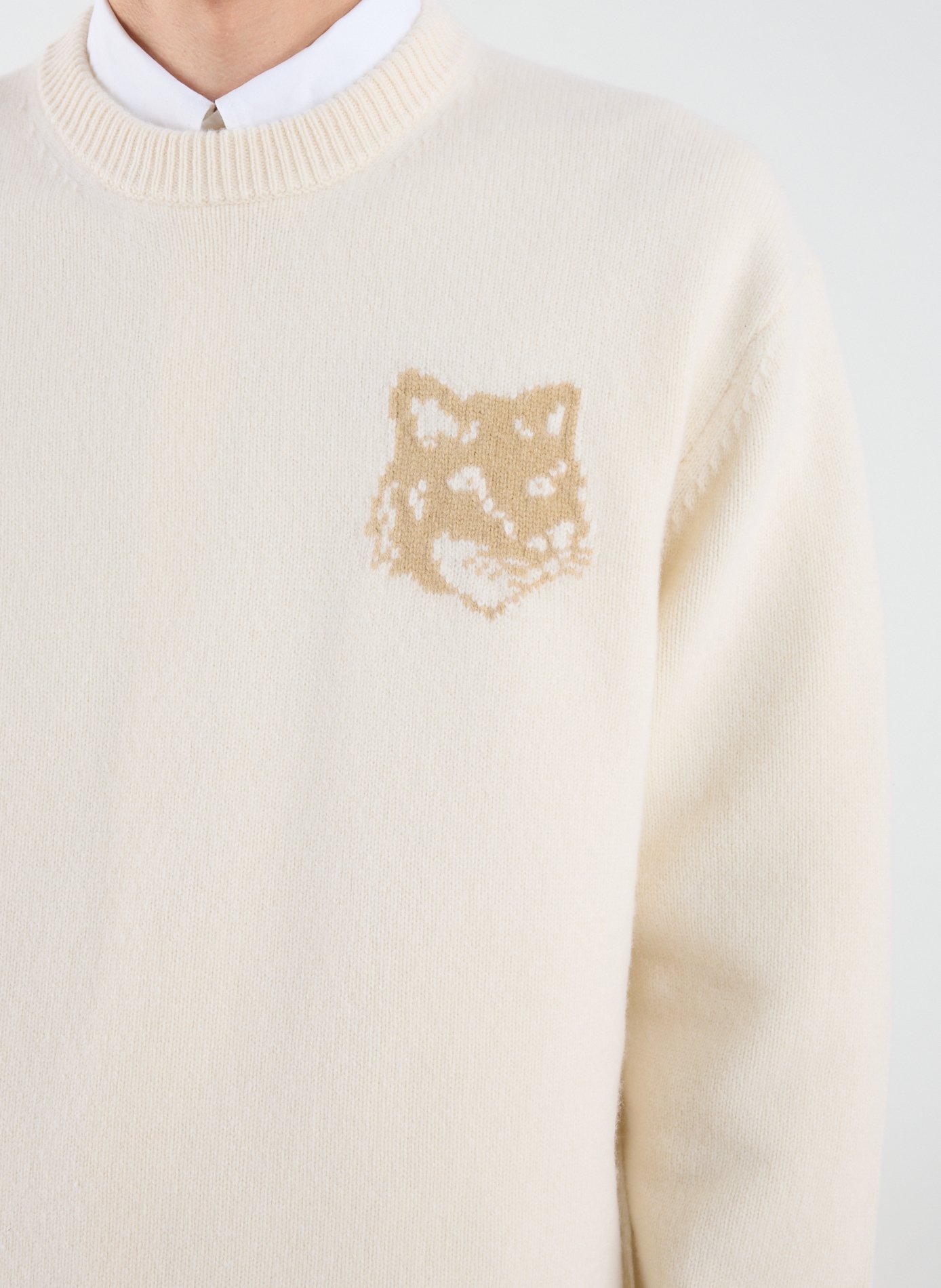 Merino wool straight fit sweater MAISON KITSUNÉ Beige