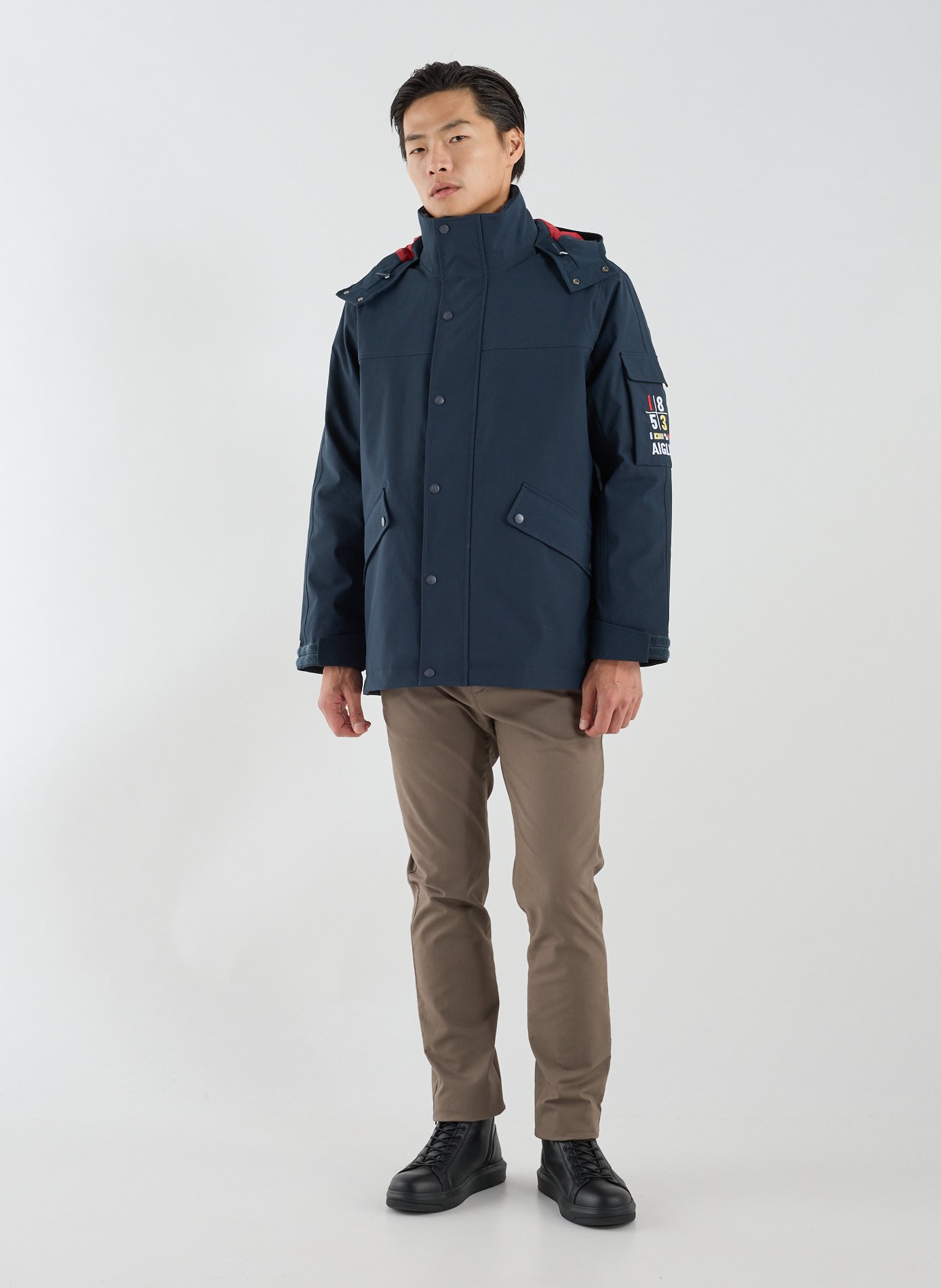 Mid-length Copeland waterproof parka with hood AIGLE Blue