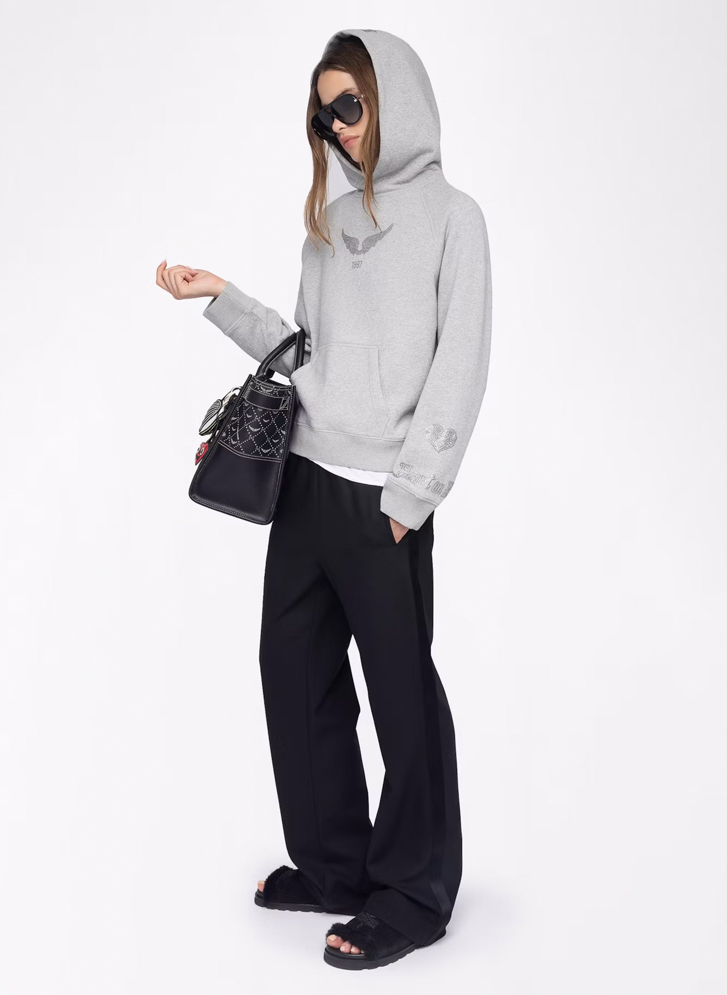 Sweat à capuche en coton georgy ZADIG&VOLTAIRE Gris