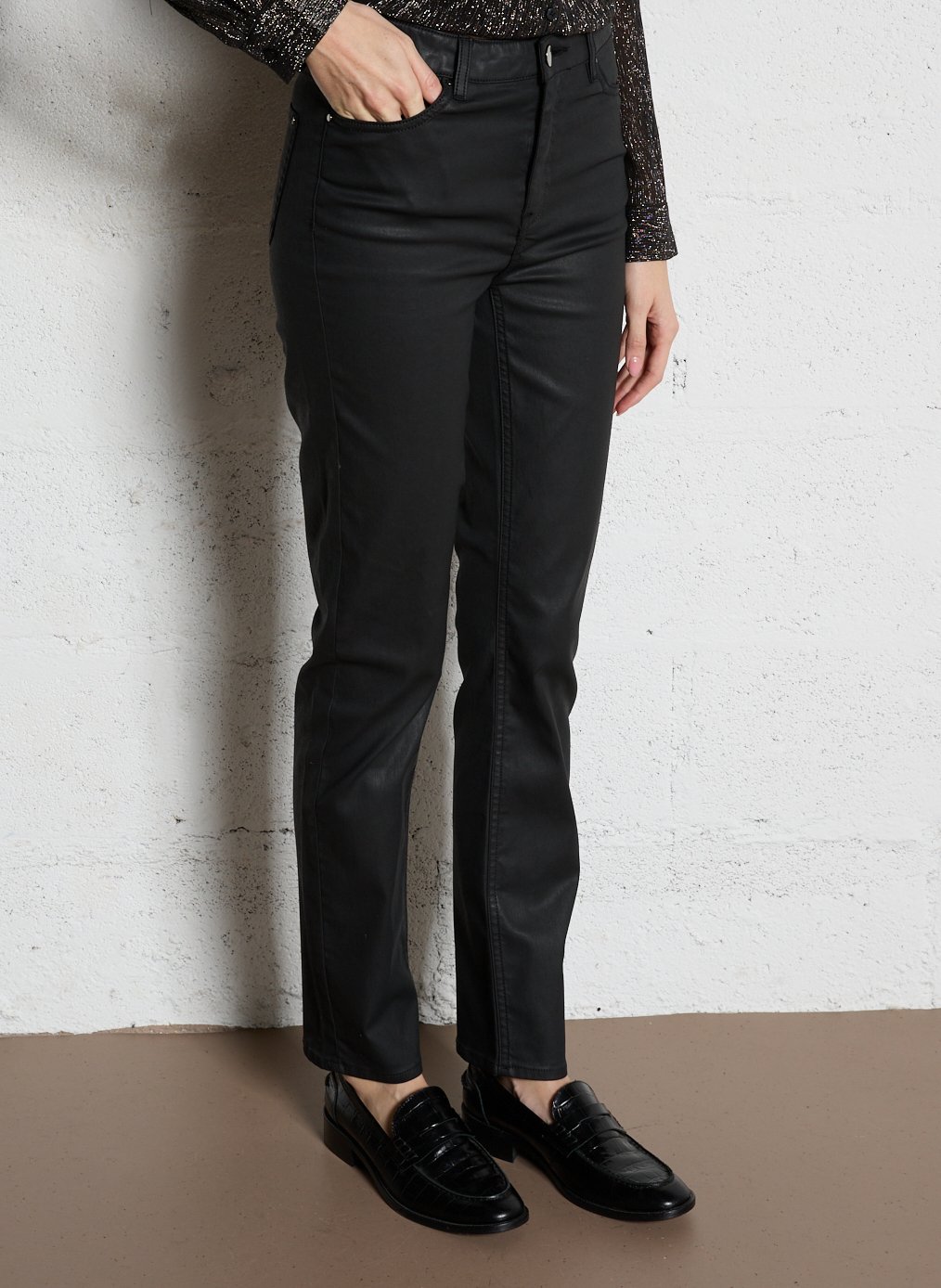 Pantalon slim en coton mélangé anette MAISON 123 Noir