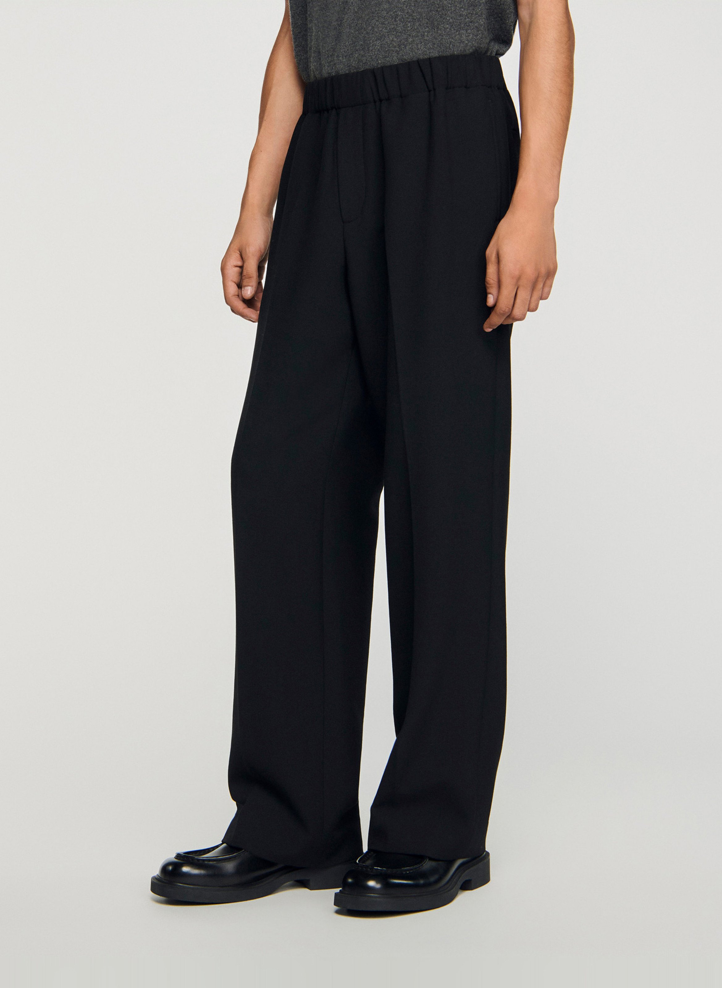 Pantalon large en jersey SANDRO Noir