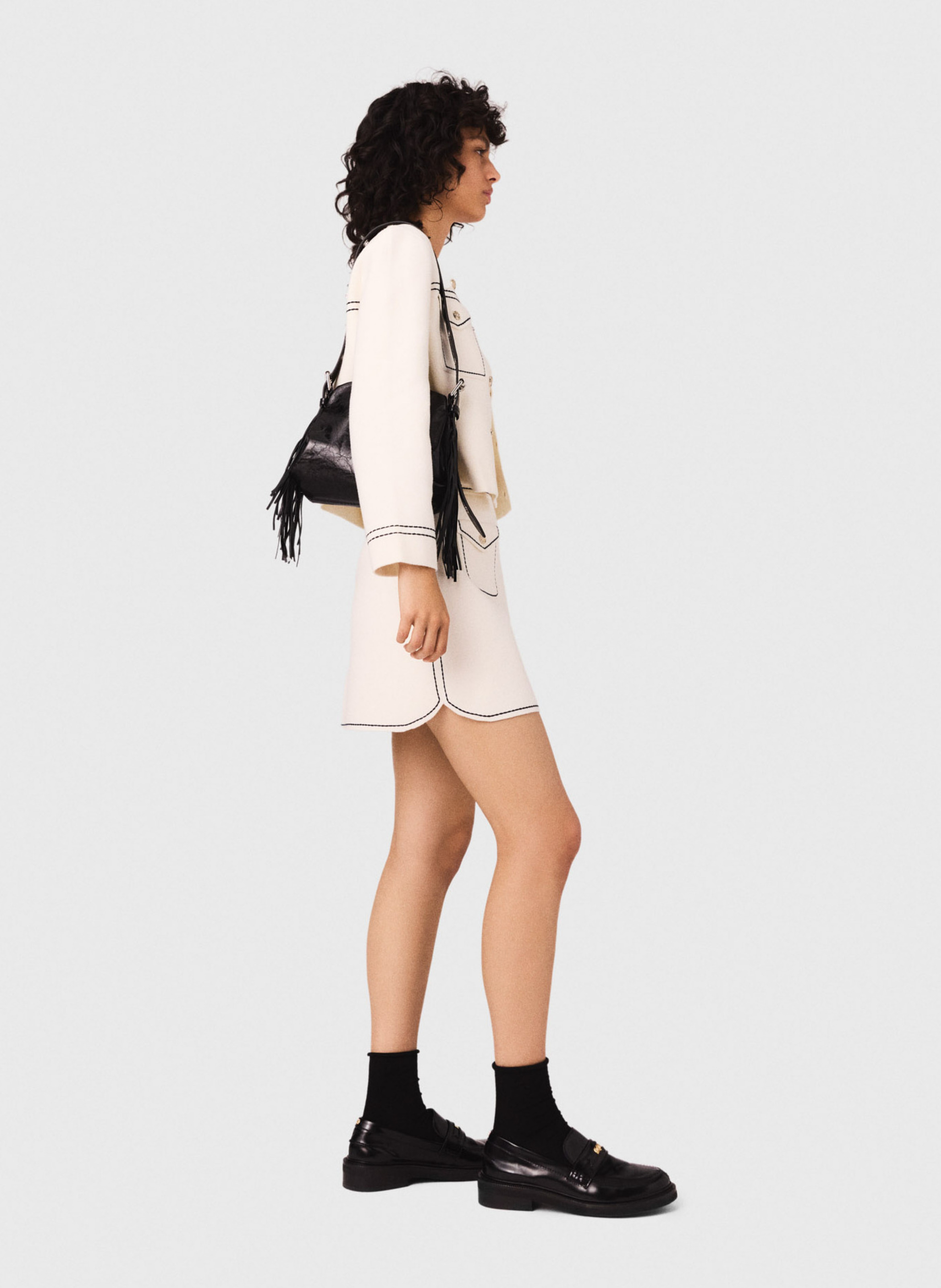 Jupe courte droite MAJE Beige