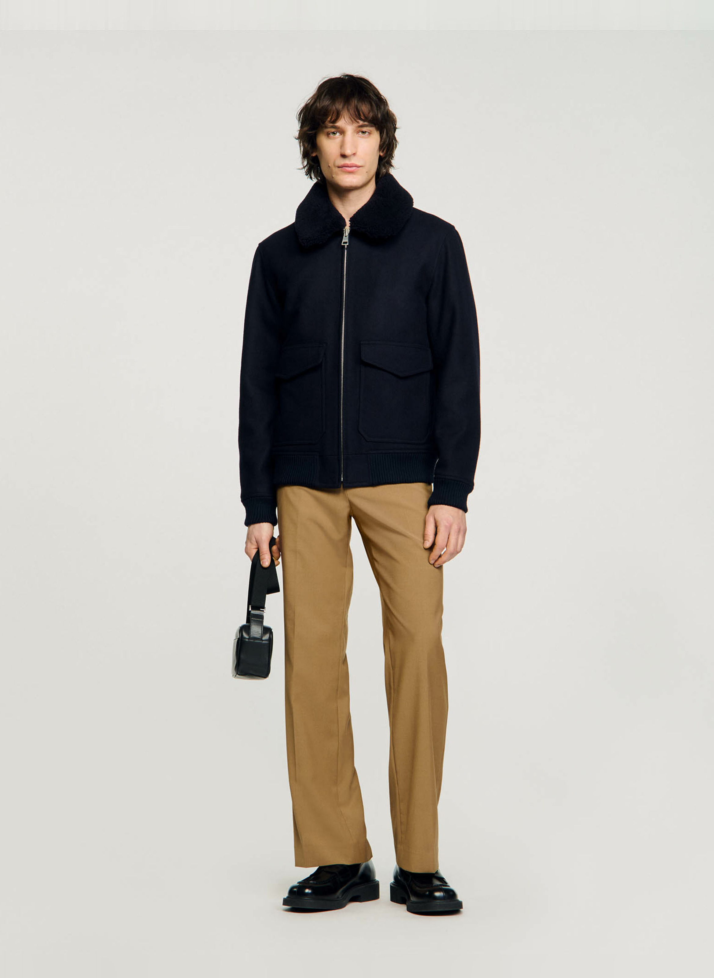 Teedy col rond en laine mélangée SANDRO Bleu