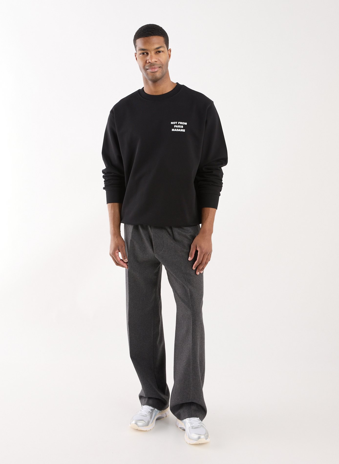 Sweatshirt Slogan en coton molleton DROLE DE MONSIEUR Noir